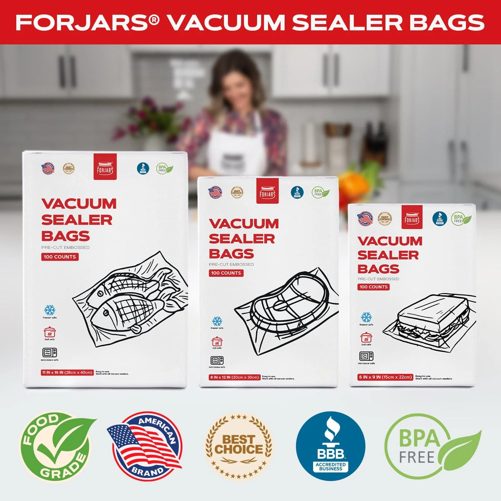 100 count 6x9 Vacuum Sealer Bags - Image 3