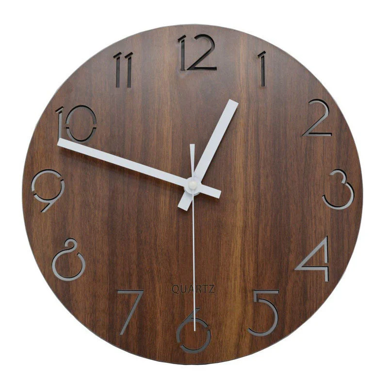 12" Rustic Wooden Wall Clock