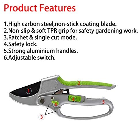 2-in-1 Garden Ratchet Pruning Shears Clippers - Image 4