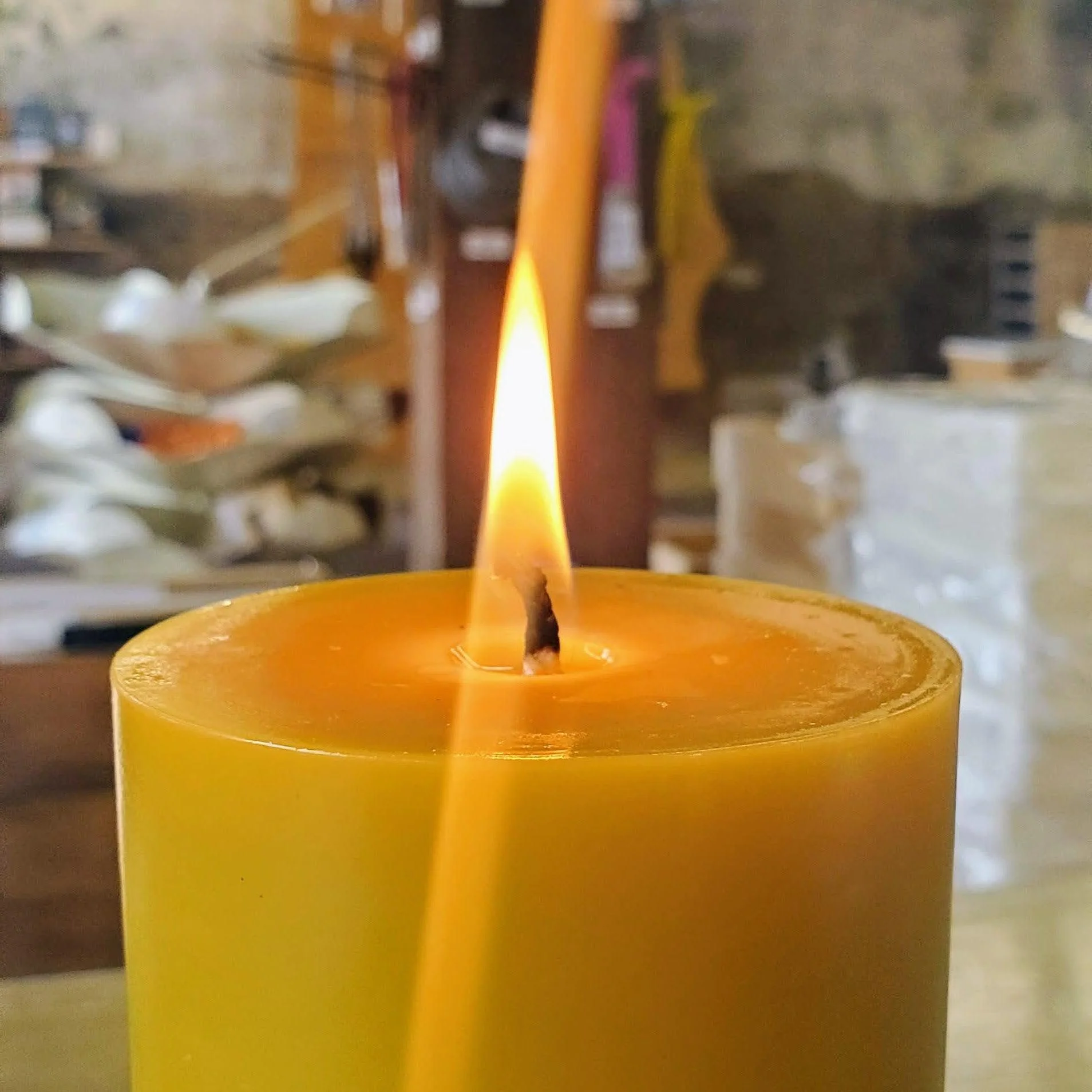 3-Inch Wide Beeswax Pillar Candles - Image 7