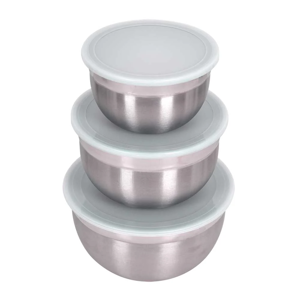3 Pc Large Stainless Steel Bowl Set - 3, 5 & 8 Qt