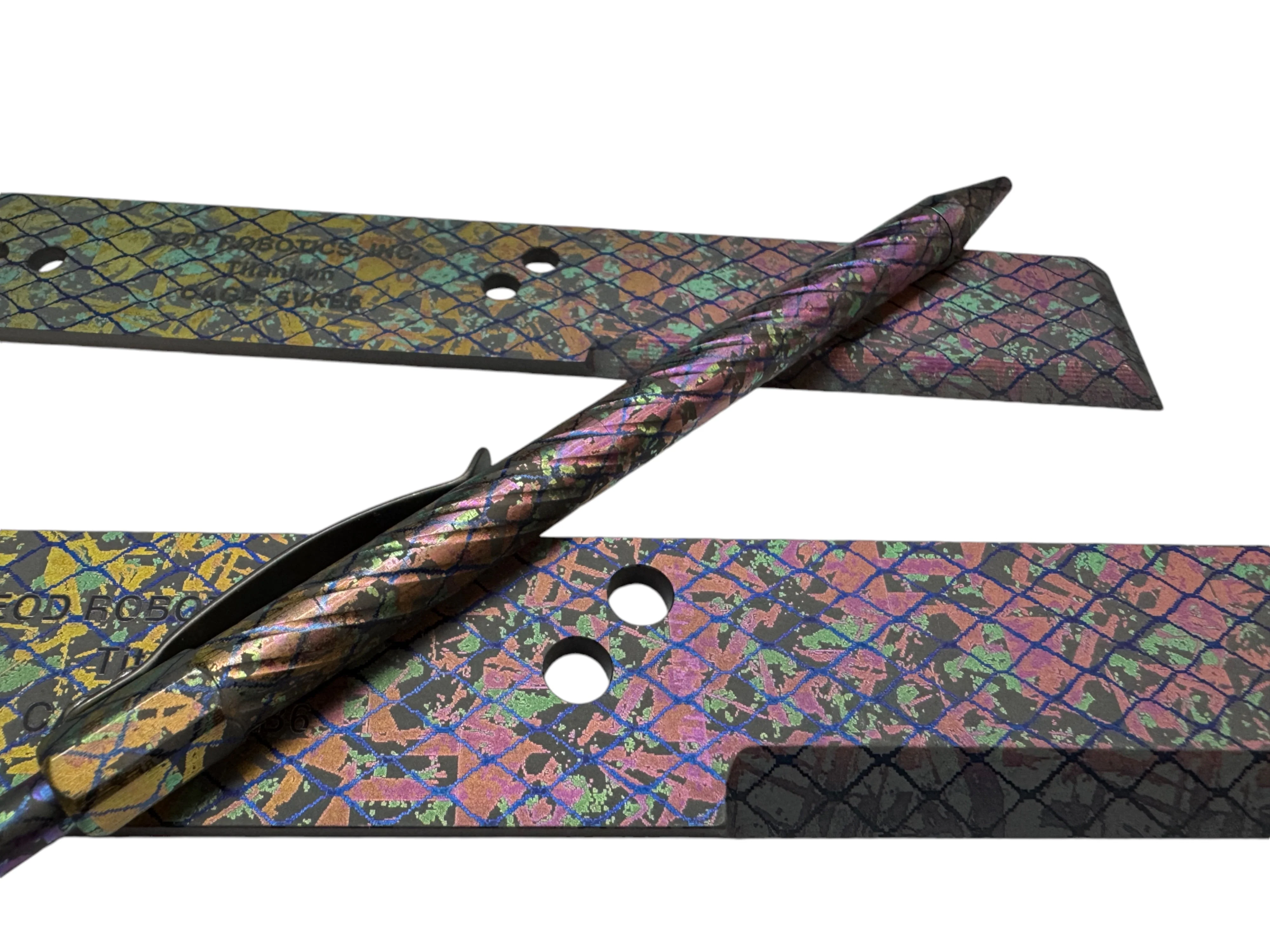 Aurora Pattern - Tumbled Titanium EOD Robotics Breacher Bar ( 2 Sizes ) - Image 9