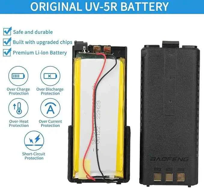 Baofeng UV-5R Battery - 3800mAh Extended Battery with USB-C Charging Port - Image 2