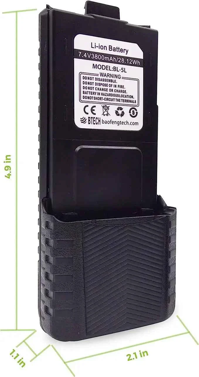Baofeng UV-5R Battery - 3800mAh Extended Battery with USB-C Charging Port - Image 5