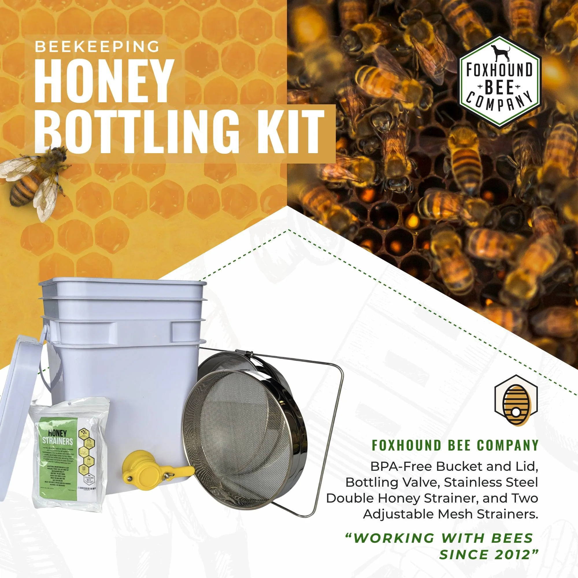Bottling Bucket Kit with Honey Gate and Strainers - Image 2