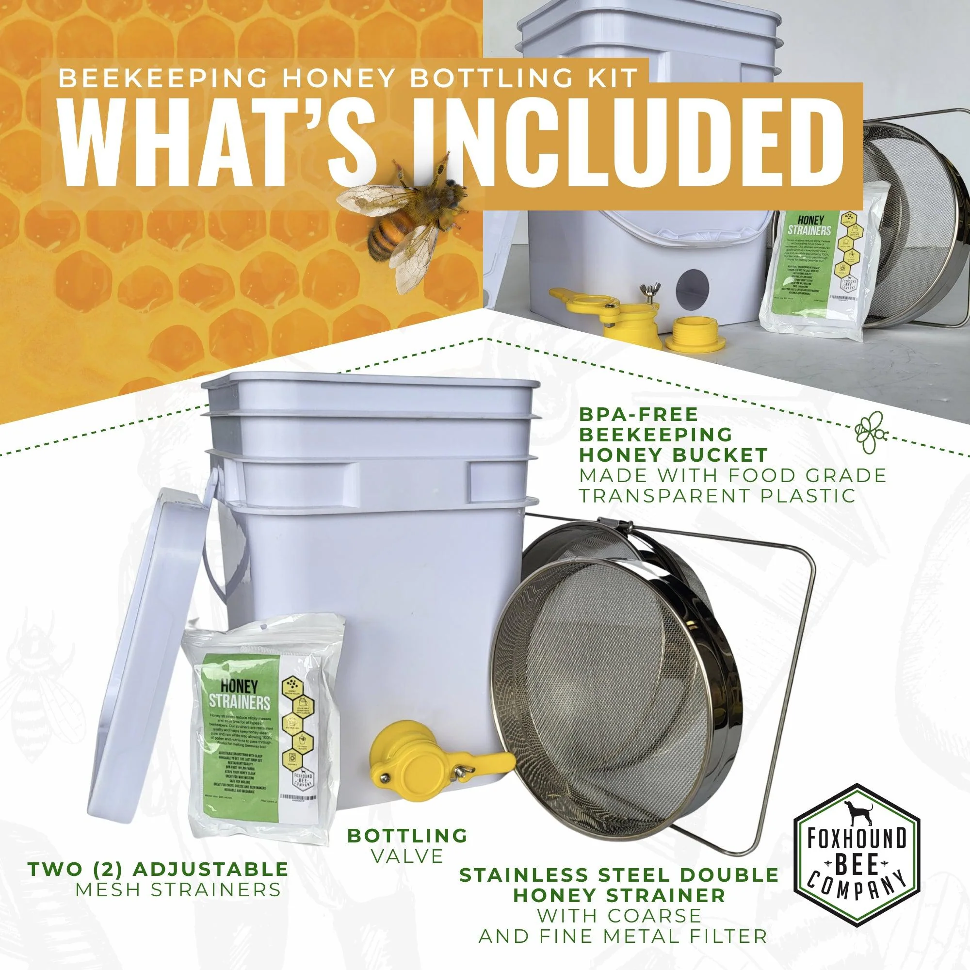 Bottling Bucket Kit with Honey Gate and Strainers - Image 5