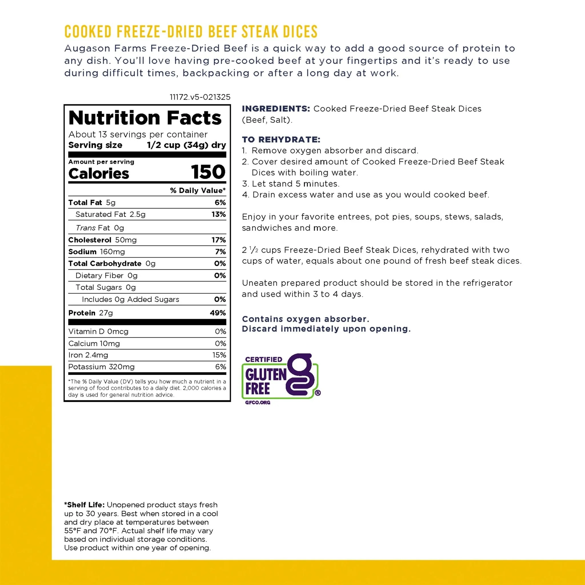 Cooked Freeze Dried Beef Steak Dices Can, 13 Servings - Image 3