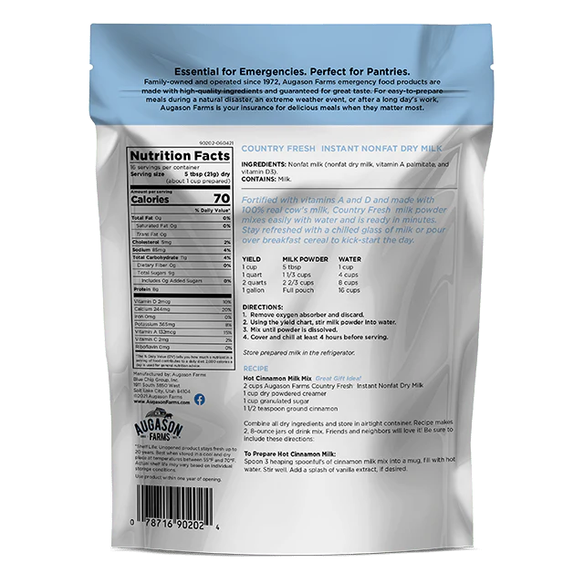 Country Fresh Instant Nonfat Dry Milk Pouch, 16 Servings - Image 2