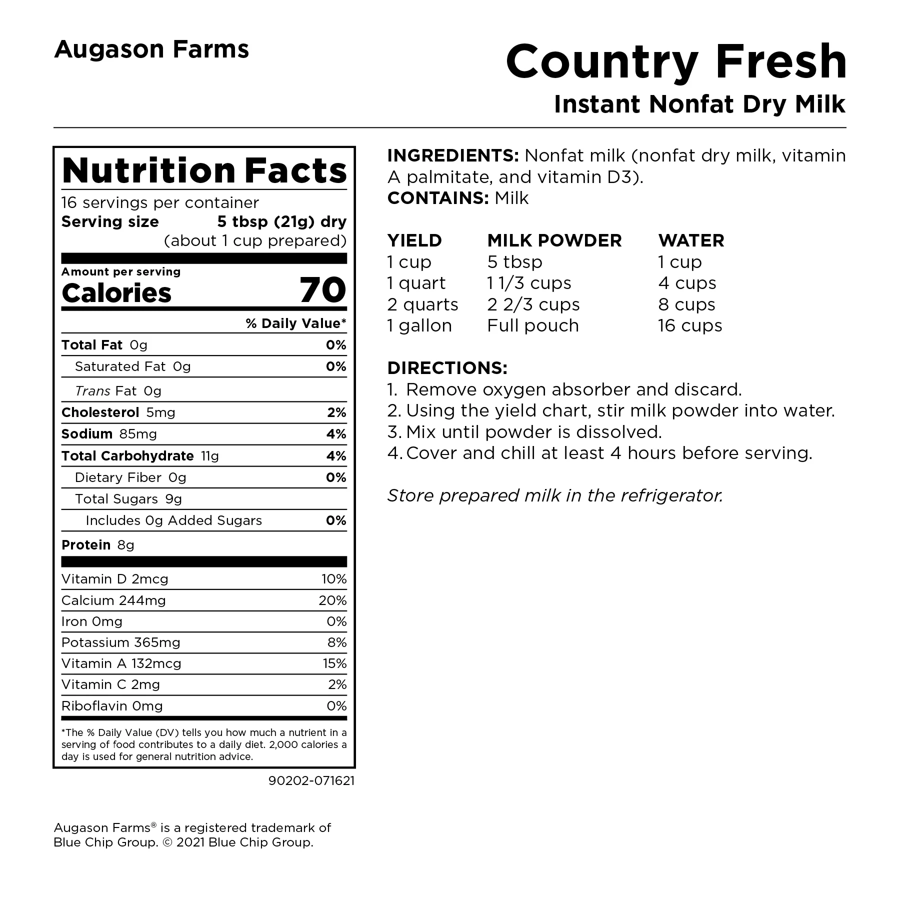 Country Fresh Instant Nonfat Dry Milk Pouch, 16 Servings - Image 3