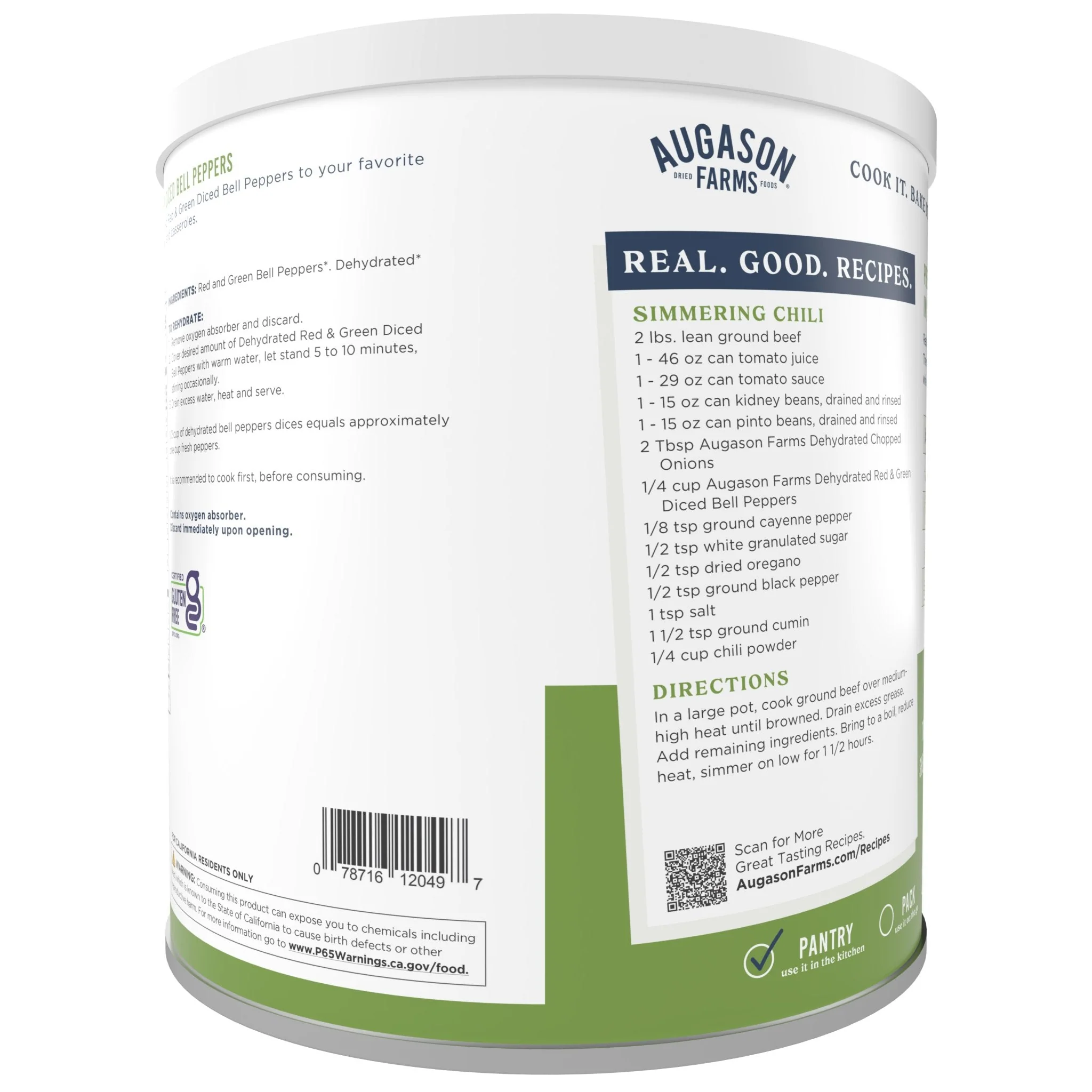 Dehydrated Red and Green Diced Bell Peppers Can, 113 Servings - Image 2