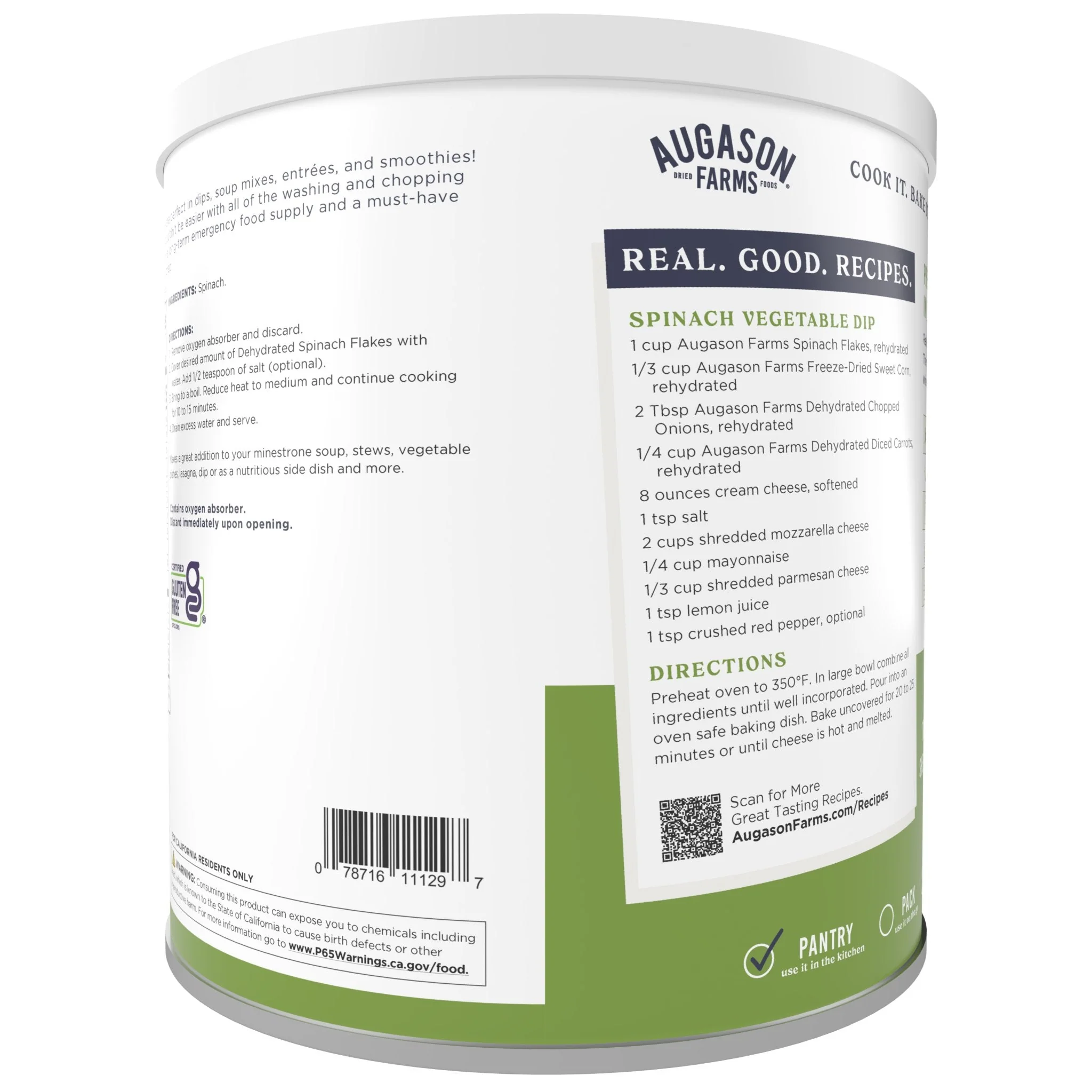 Dehydrated Spinach Flakes Can, 45 Servings - Image 2