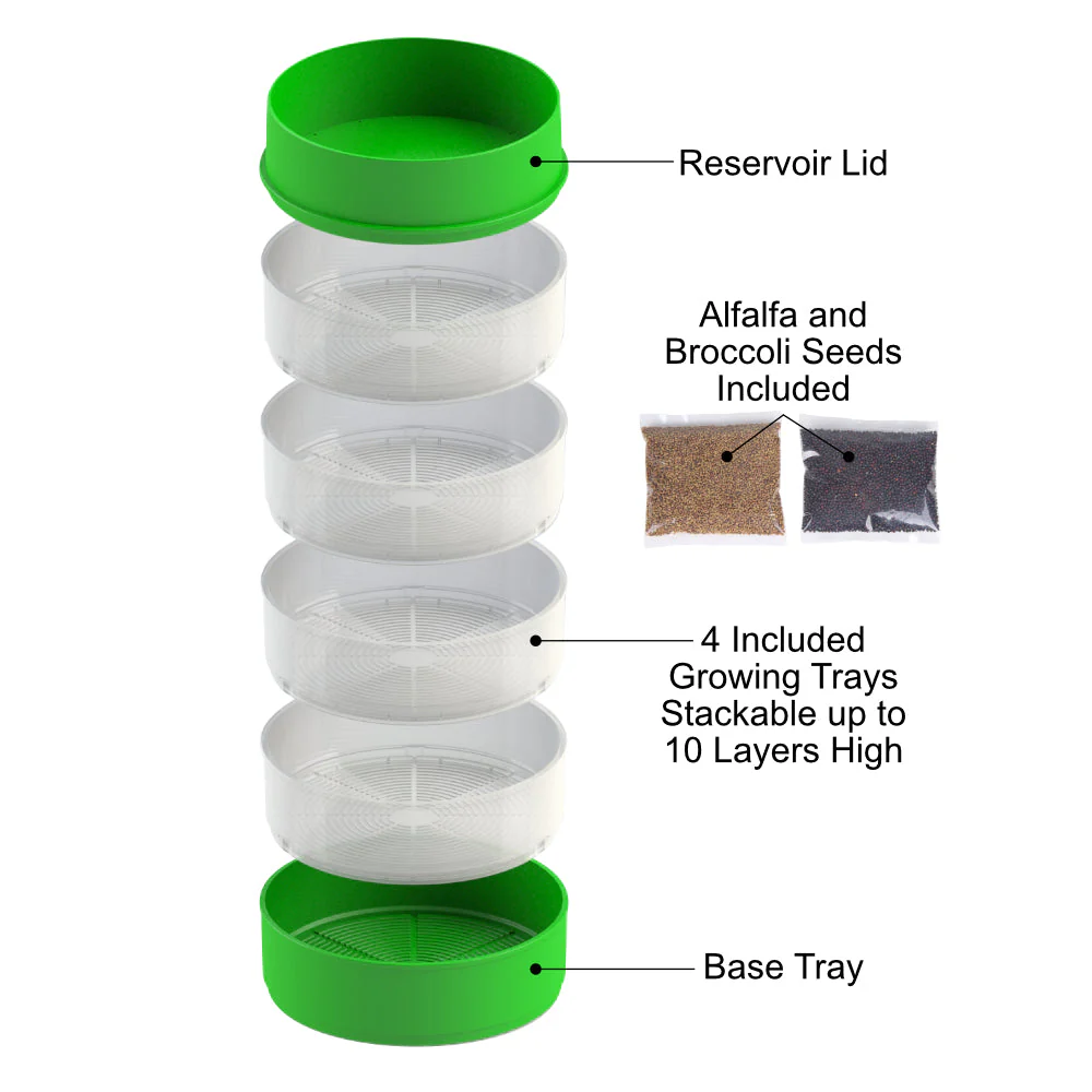 Deluxe Kitchen Crop Sprouter with Alfalfa & Broccoli Seeds Included - Image 3