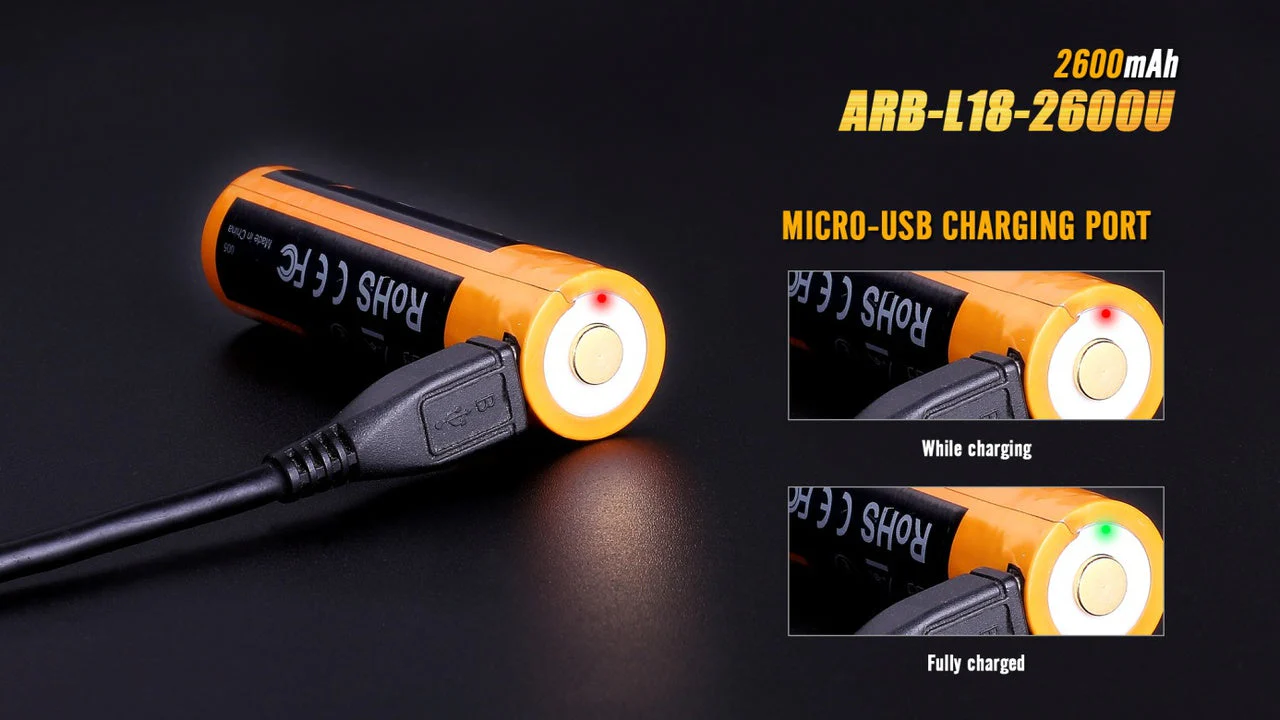 Fenix ARB-L18-2600U USB Rechargeable Li-ion 18650 Battery - Image 2