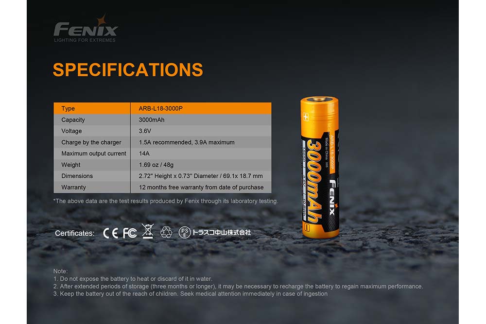 Fenix ARB-L18-3000P Rechargeable Li-ion Battery - Image 3