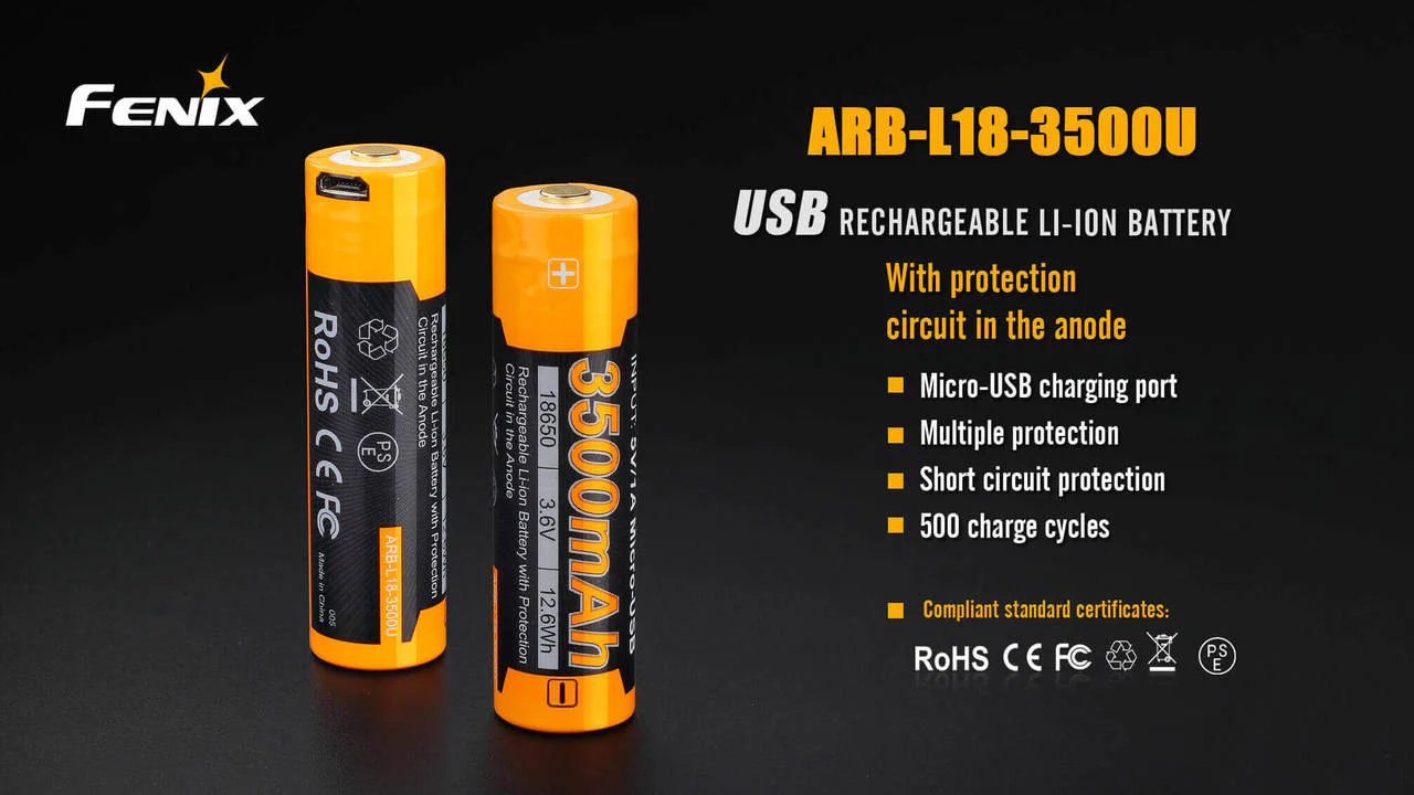 Fenix ARB-L18-3500U USB Rechargeable Li-ion 18650 Battery - Image 2