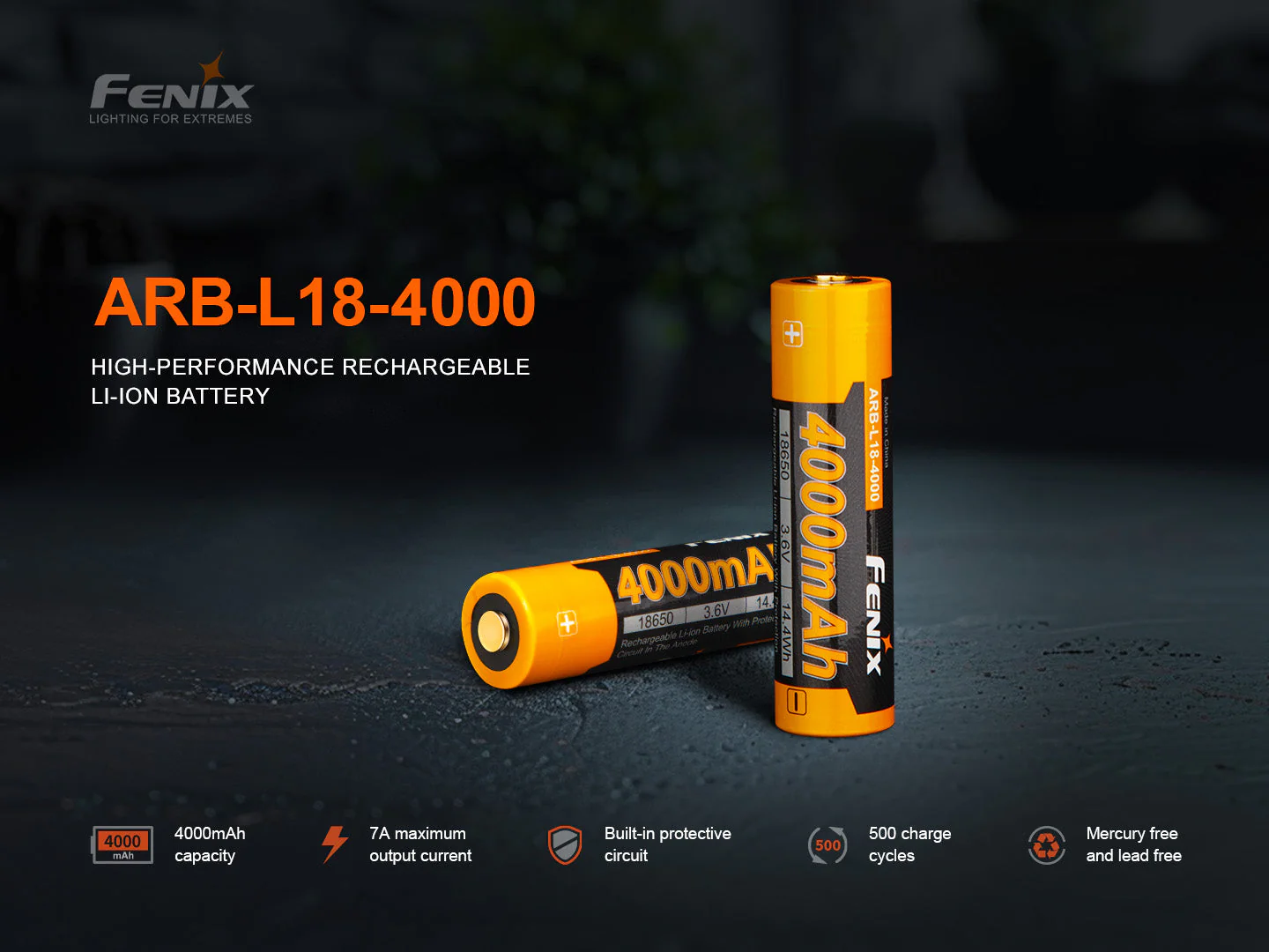 Fenix ARB-L18-4000 High-Capacity 18650 Battery - 4000mAh - Image 2