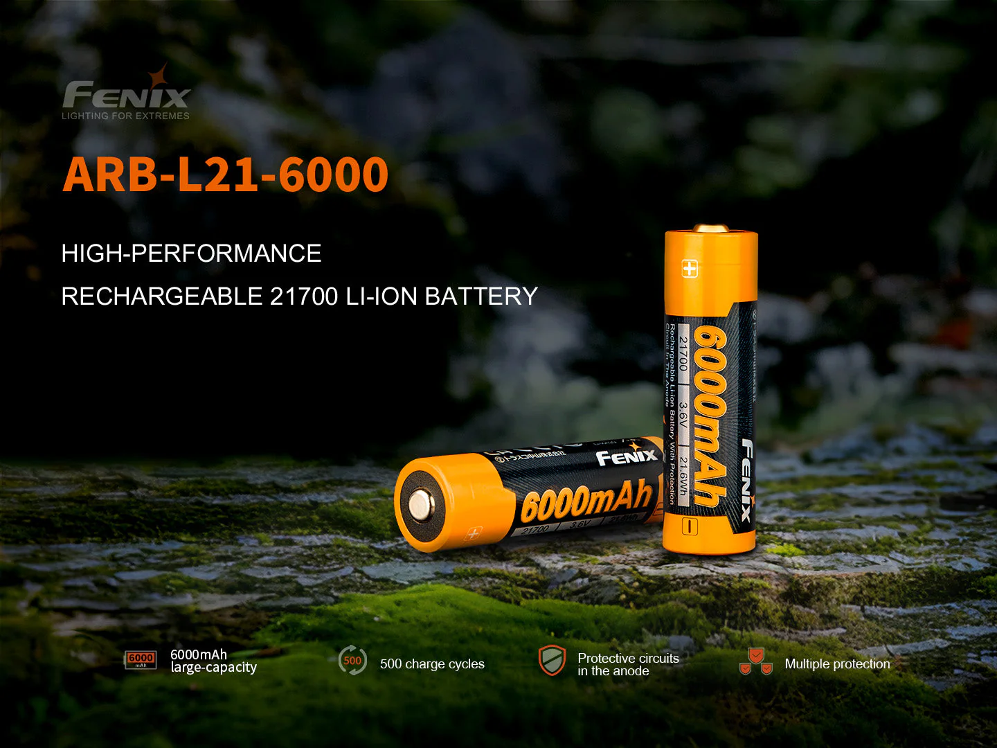 Fenix ARB-L21-6000 Rechargeable 21700 Li-ion Battery - 6000 mAh - Image 2