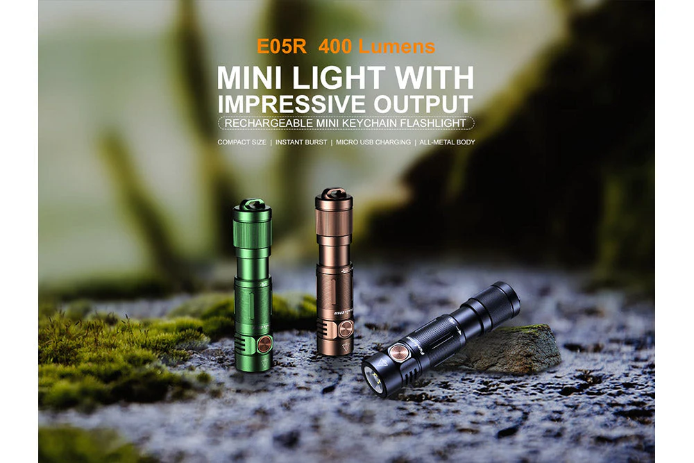 Fenix E05R Mini Keychain LED Flashlight - 400 Lumens - Image 4