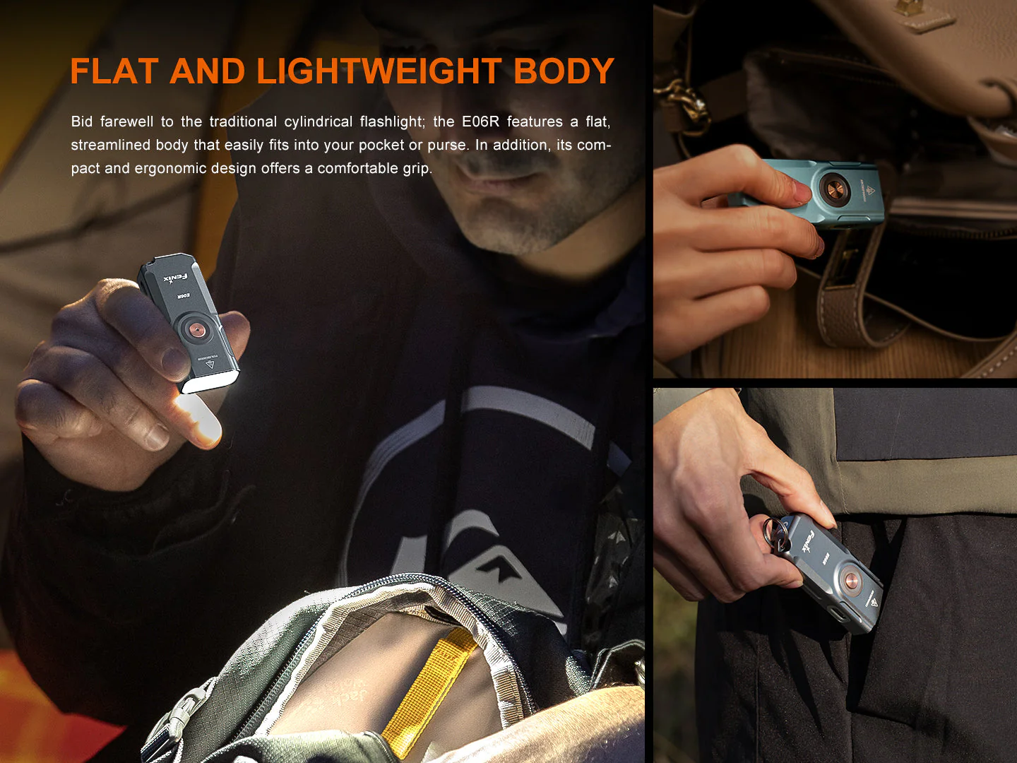 Fenix E06R Keychain Light with White, UV, and Red Laser Lights - Image 2