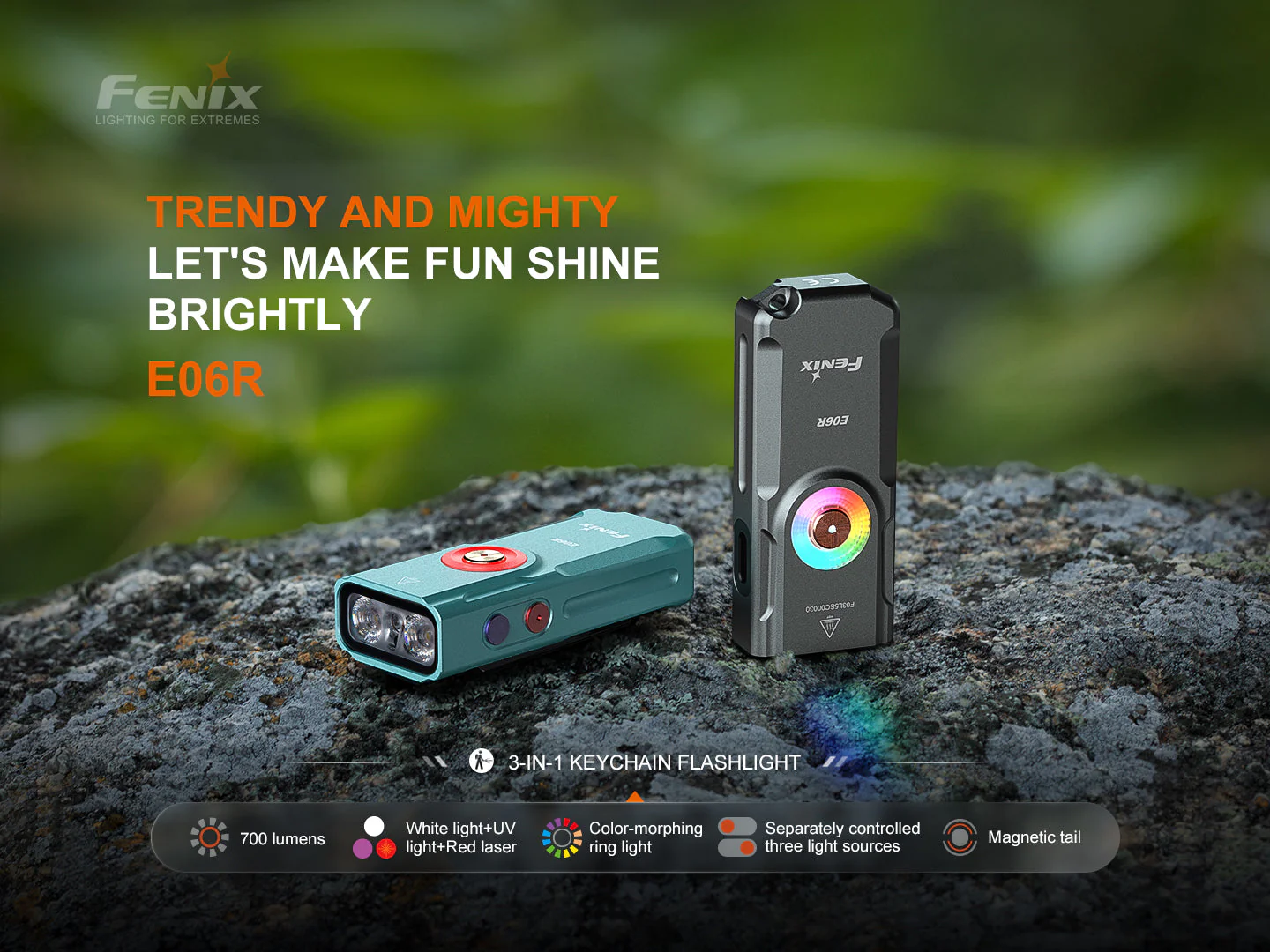 Fenix E06R Keychain Light with White, UV, and Red Laser Lights - Image 3