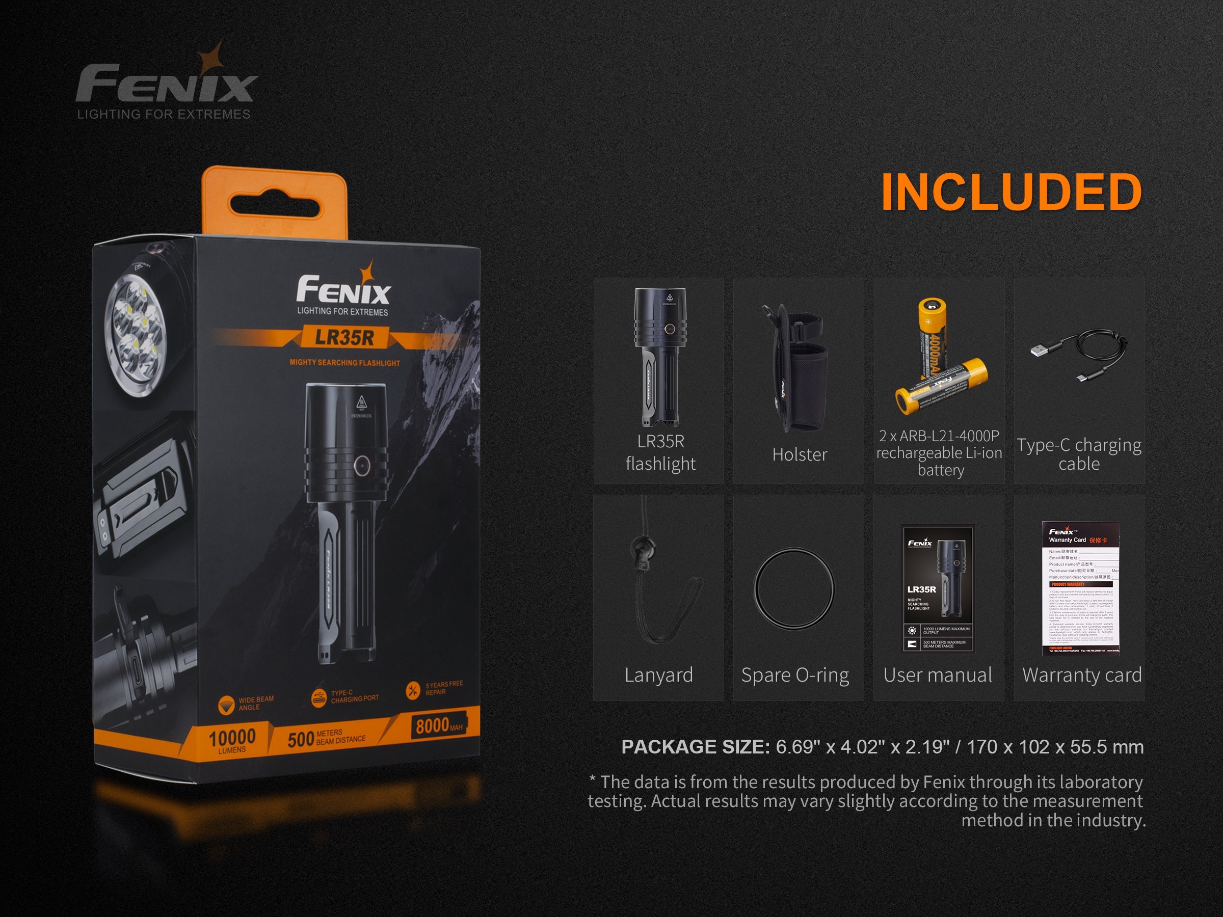 Fenix LR35R Rechargeable LED Flashlight - 10,000 Lumens - Image 14