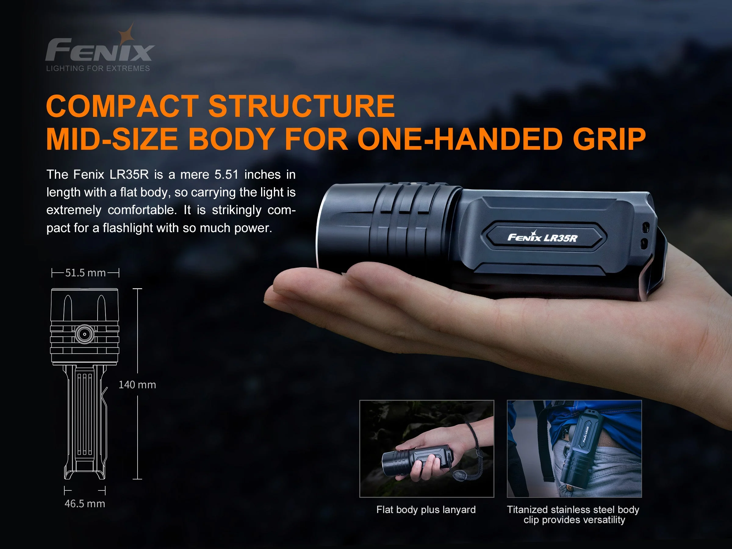 Fenix LR35R Rechargeable LED Flashlight - 10,000 Lumens - Image 2