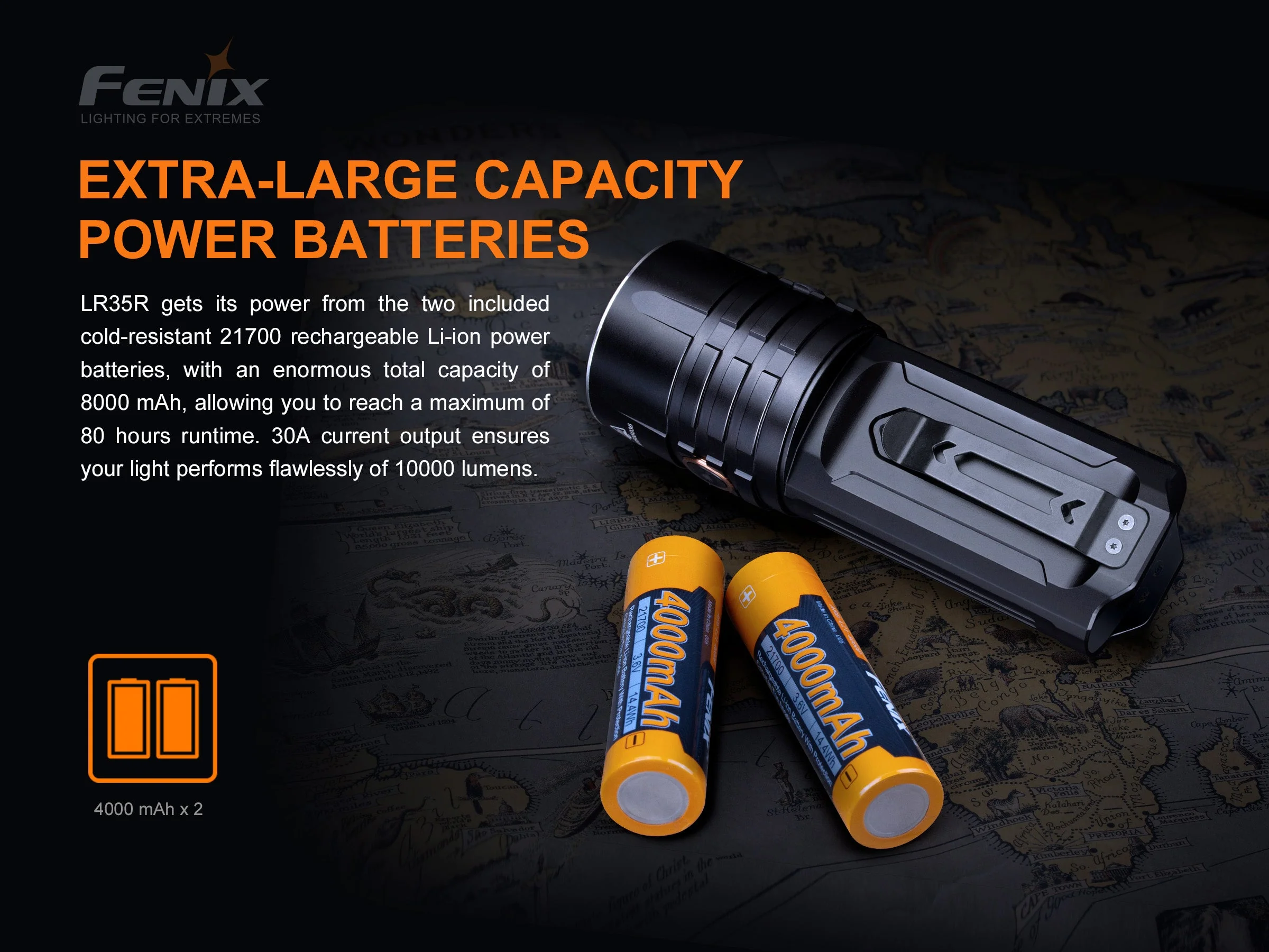 Fenix LR35R Rechargeable LED Flashlight - 10,000 Lumens - Image 6