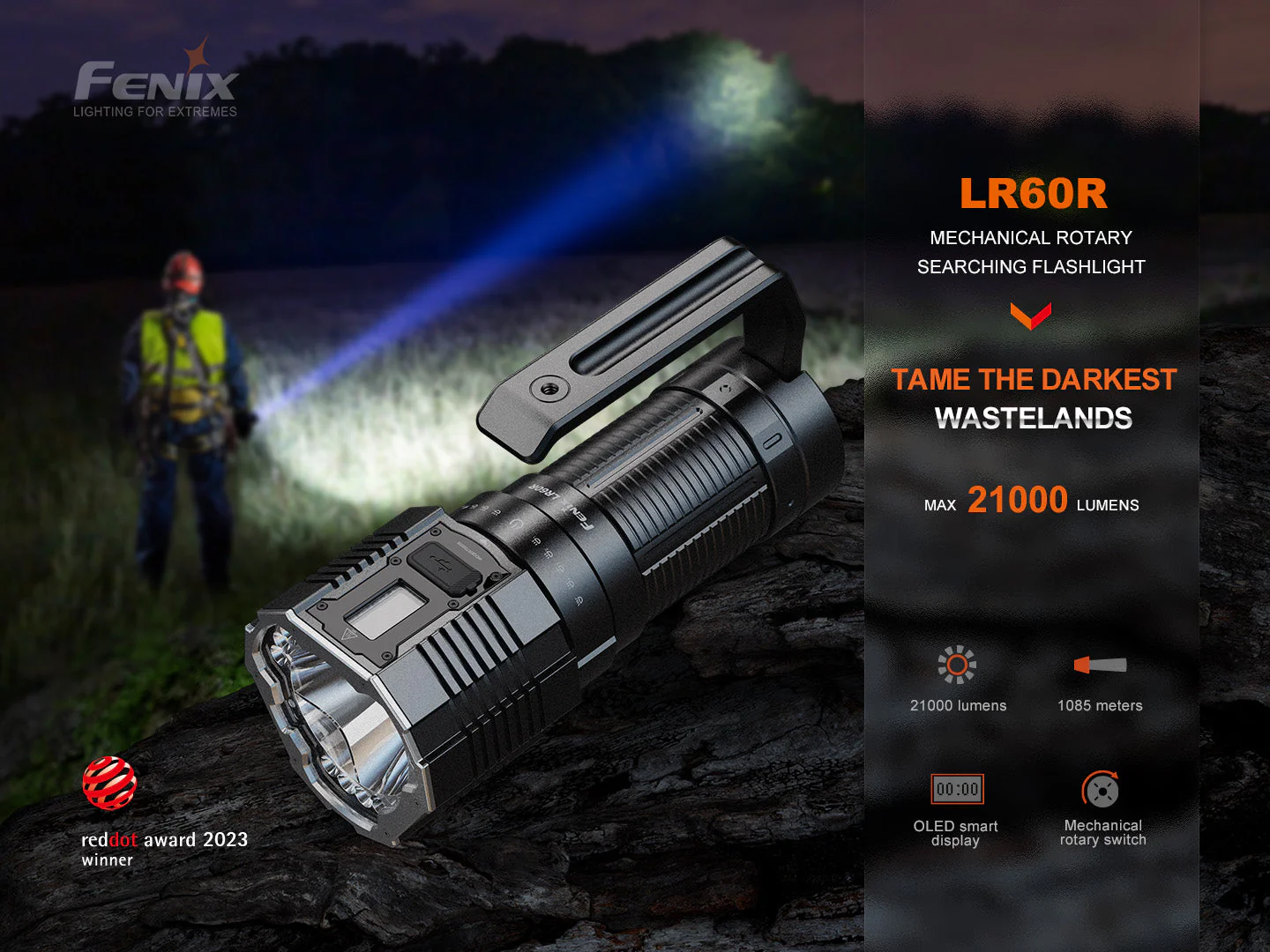 Fenix LR60R Rotary Switch Rechargeable Searchlight - 21000 Lumens - Image 2