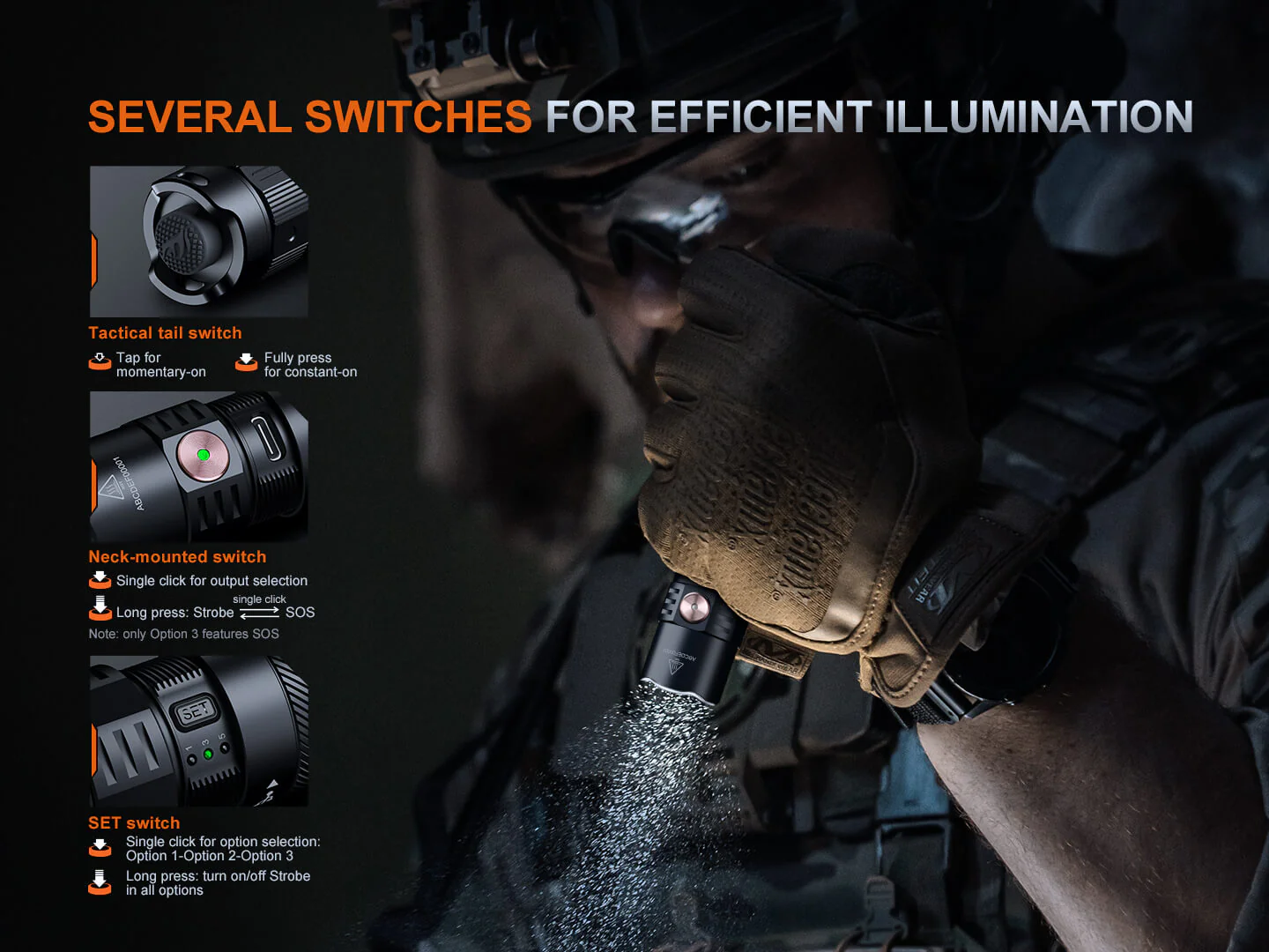 Fenix PD35R ACE Multi-mode Tactical Flashlight + FREE CL01 Mini Lantern - Image 2