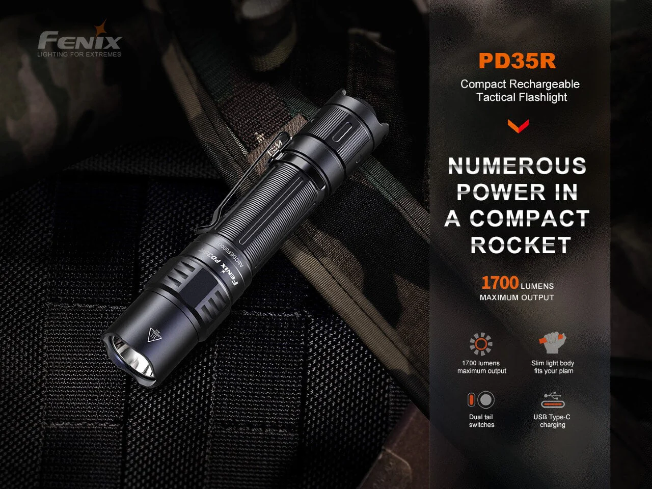 Fenix PD35R Compact Rechargeable Tactical Flashlight - Image 3