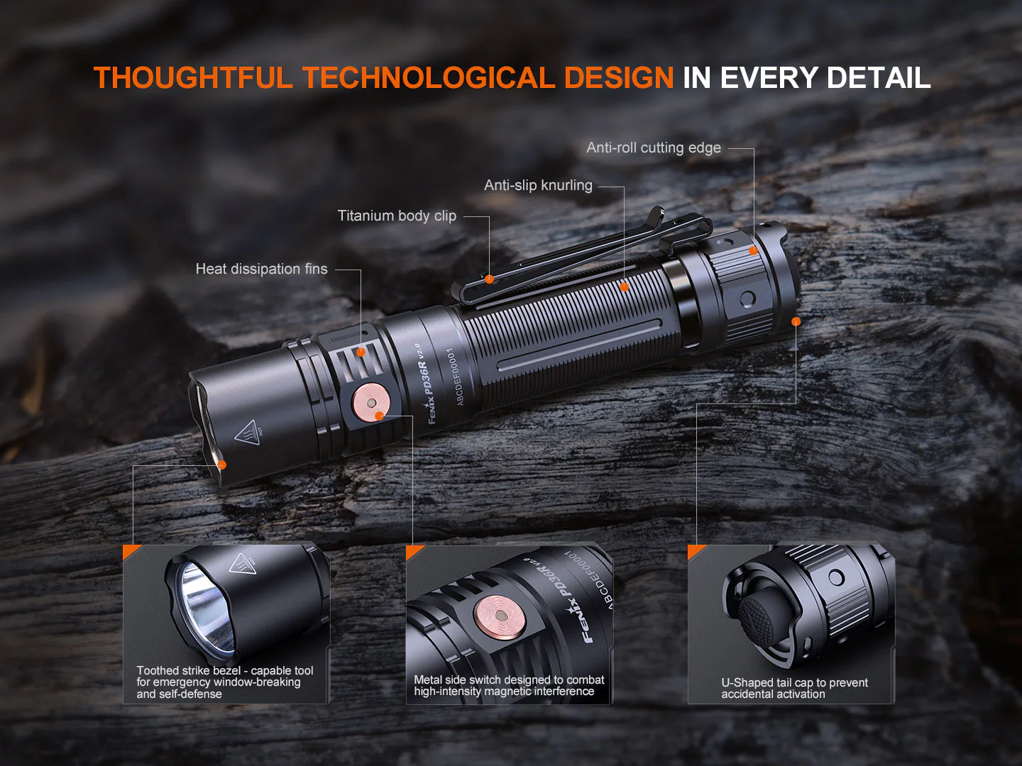 Fenix PD36R V2 Compact Rechargeable Tactical Flashlight - 1700 Lumens - Image 11