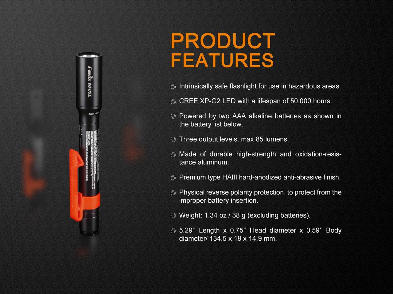 Fenix WF05E Intrinsically Safe Flashlight - Image 5