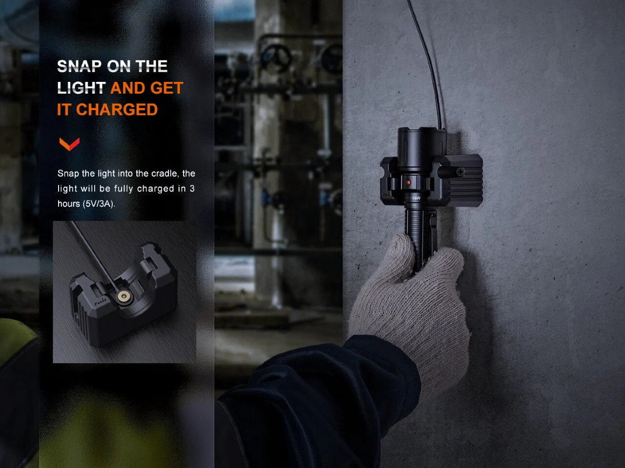 Fenix WF26R Cradle Charging LED Work Flashlight - Image 2