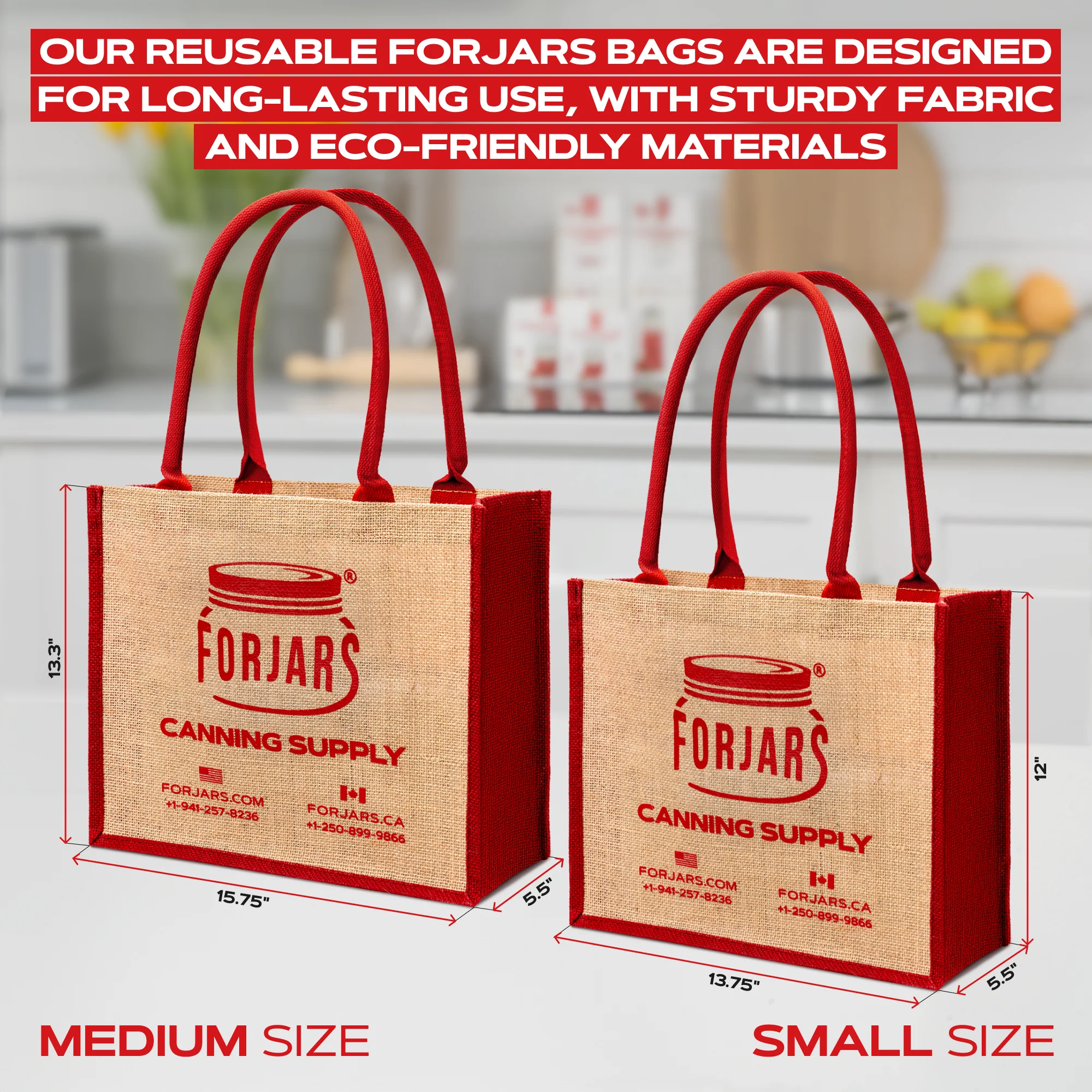 Forjars Reusable Burlap Tote Bags – Available in Two Sizes: Small & Medium - Image 3