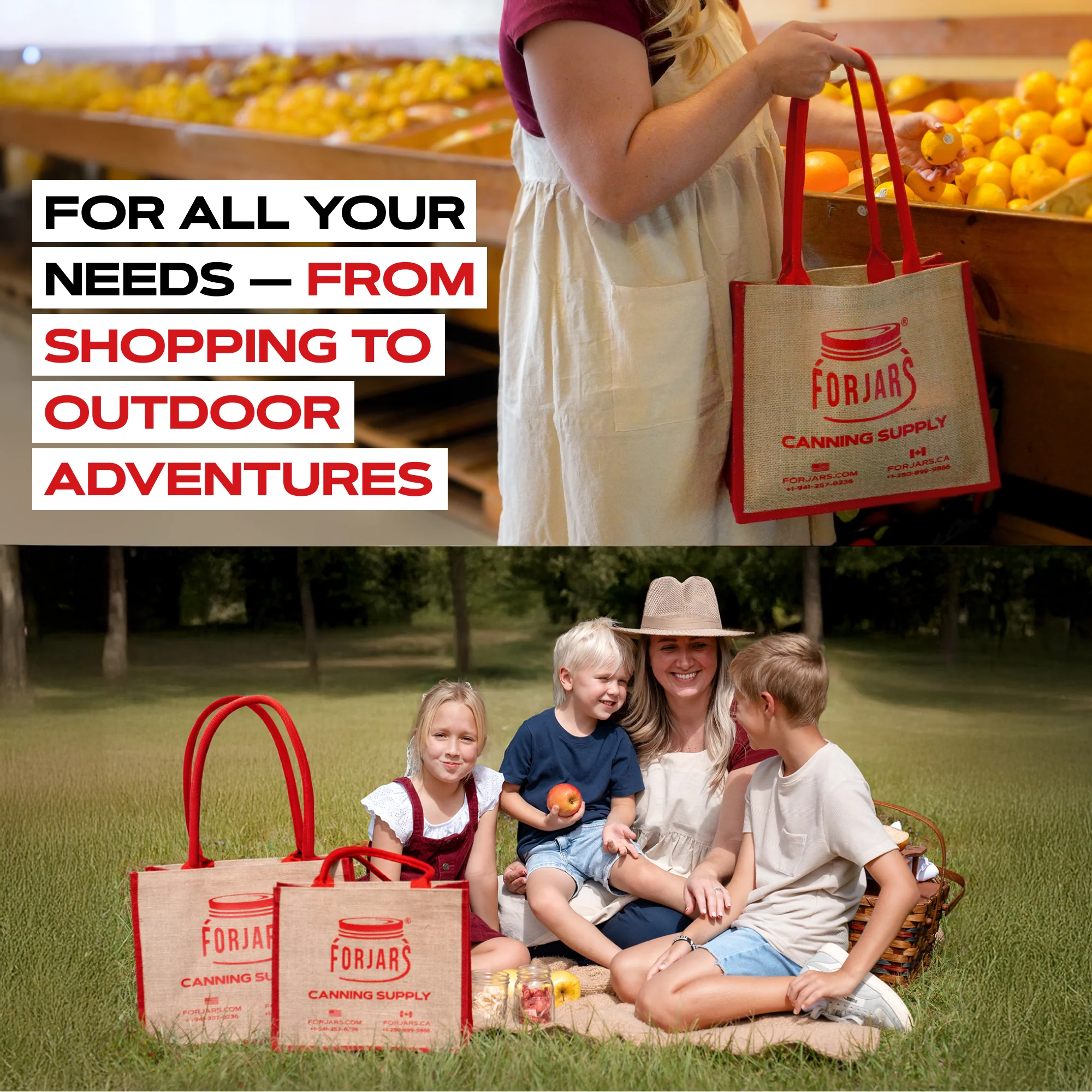 Forjars Reusable Burlap Tote Bags – Available in Two Sizes: Small & Medium - Image 6
