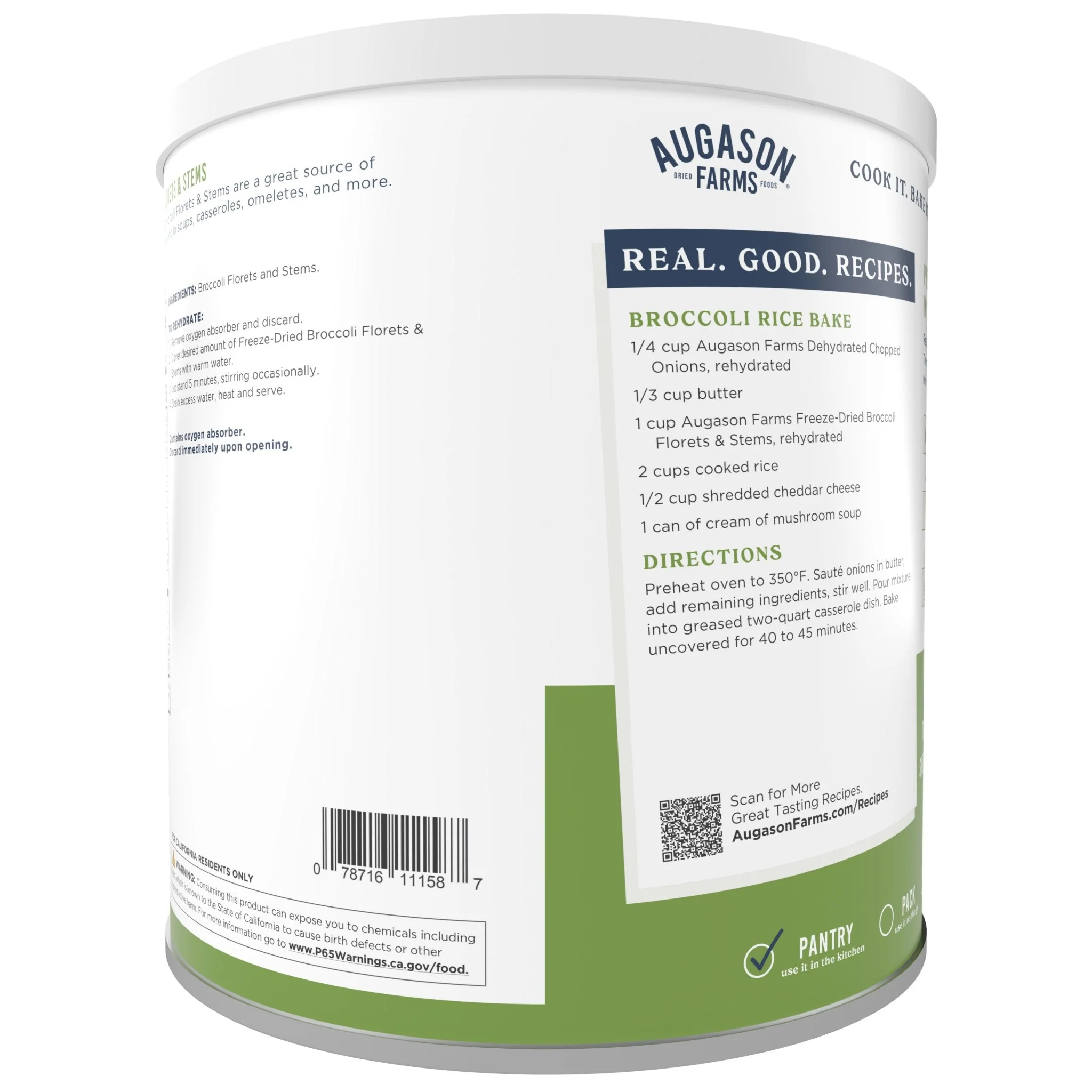 Freeze Dried Broccoli Florets and Stems Can, 34 Servings - Image 2