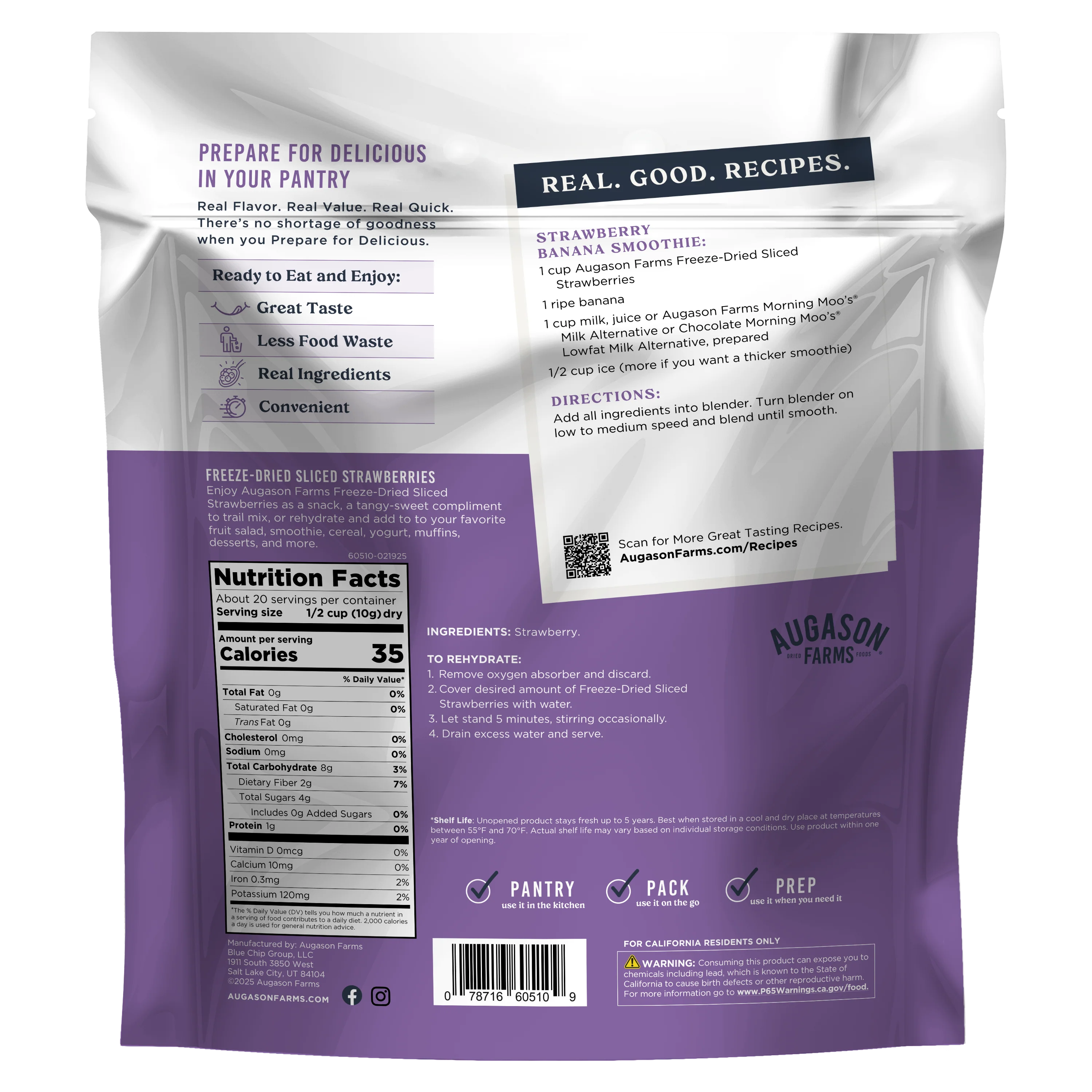 Freeze Dried Sliced Strawberries Family Size Pouch, 20 Servings - Image 2