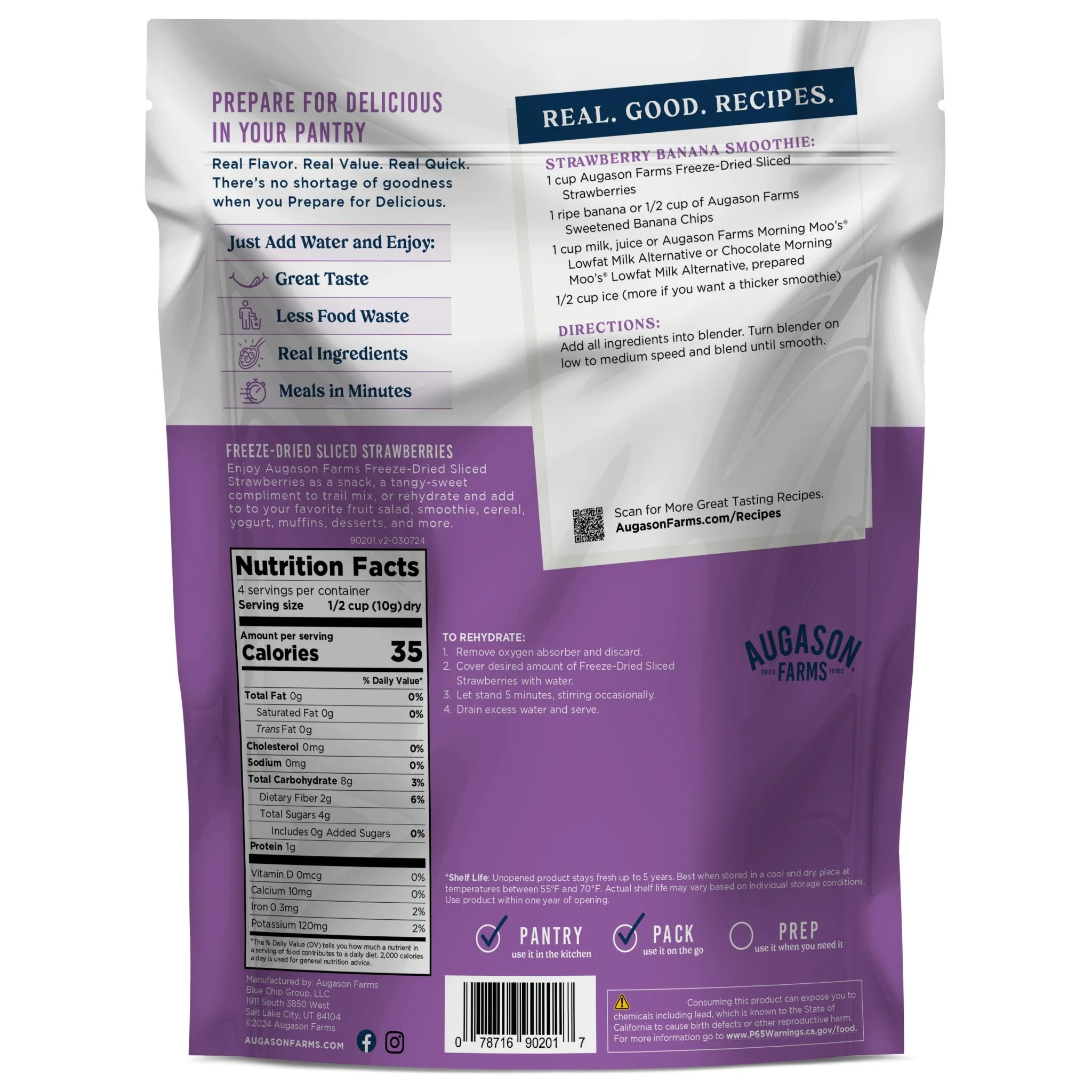 Freeze Dried Sliced Strawberries Pouch, 4 Servings - Image 2