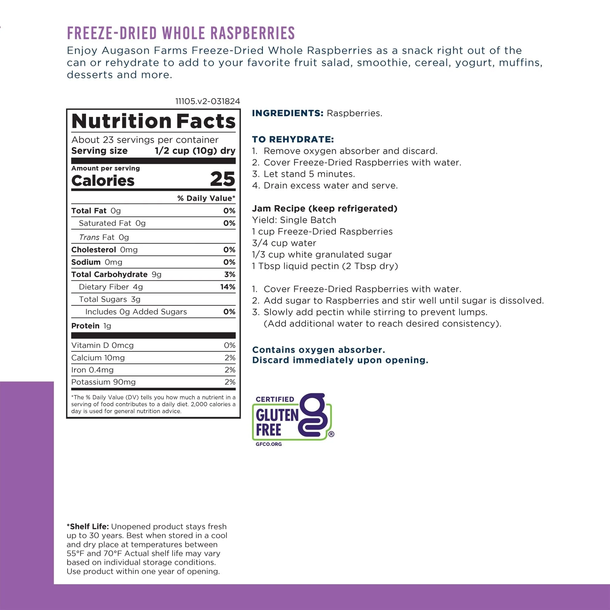 Freeze Dried Whole Raspberries Can, 23 Servings - Image 3
