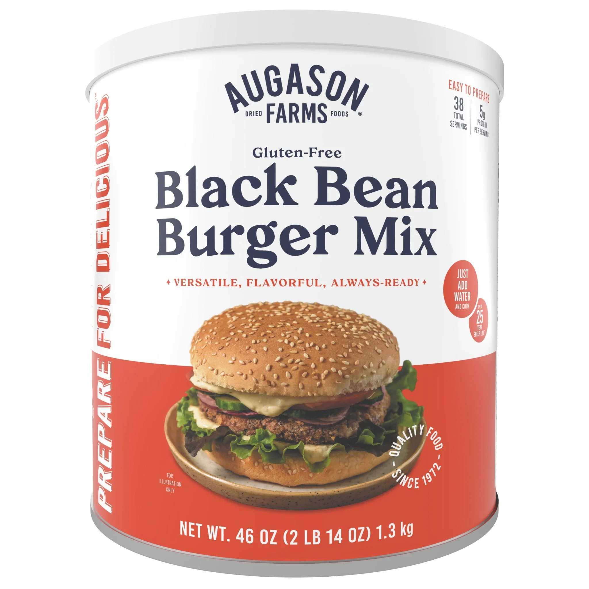 Gluten Free Black Bean Burger Mix Can, 38 Servings