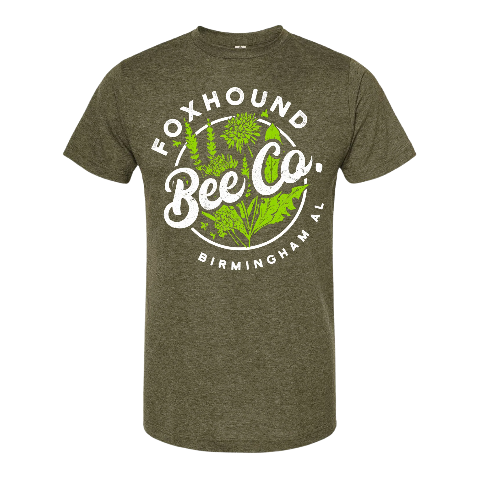 Heather Military Green Round Short Sleeve Shirt