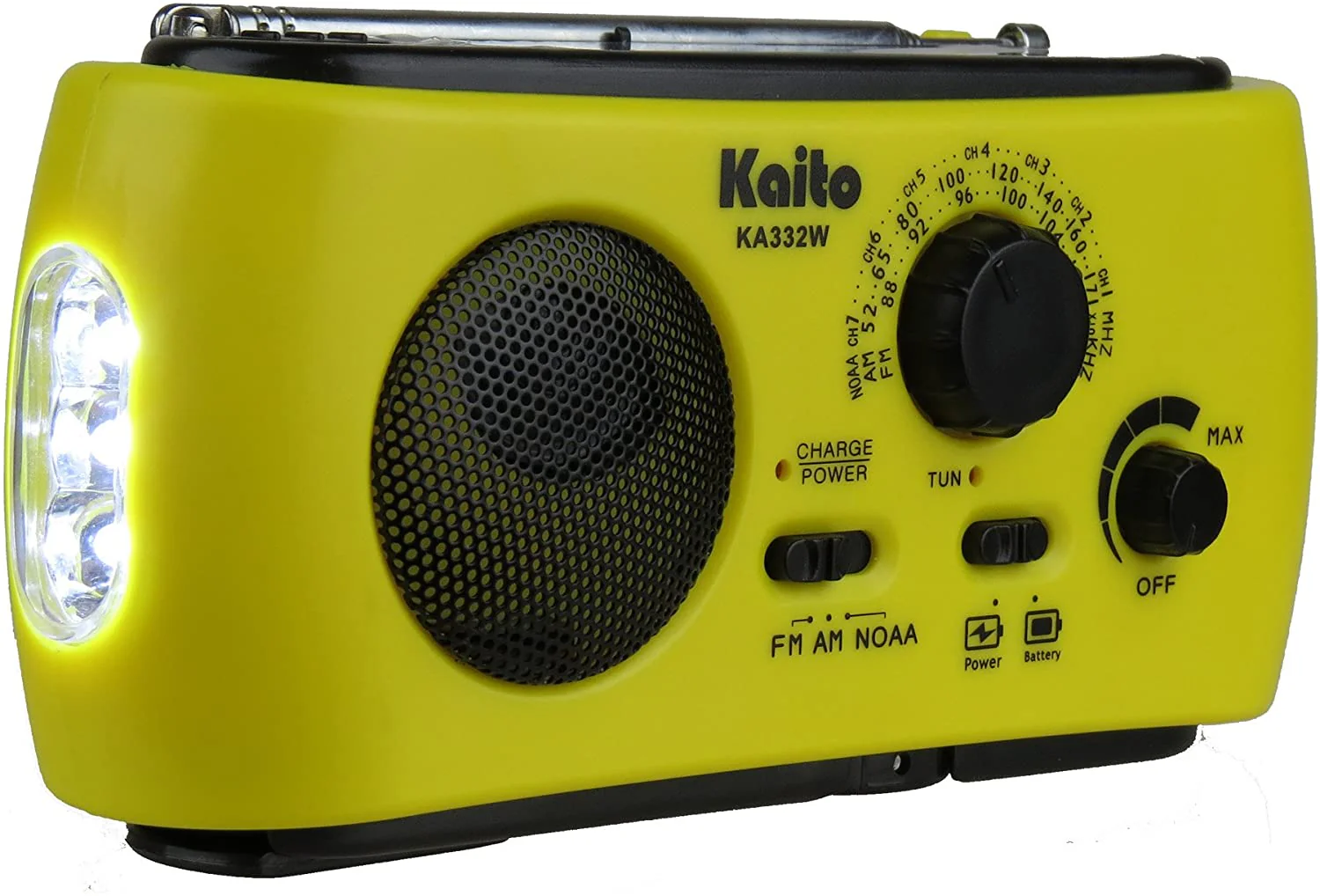 Kaito KA332W Portable Hand Crank Solar AM/FM NOAA Weather Radio Yellow - Image 4