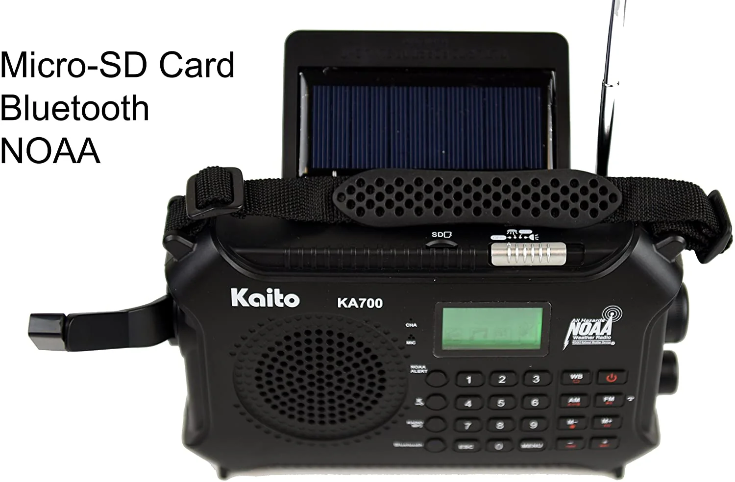 Kaito KA700 AM FM NOAA Weather Radio Recorder Bluetooth Dynamo & Solar - Black - Image 4