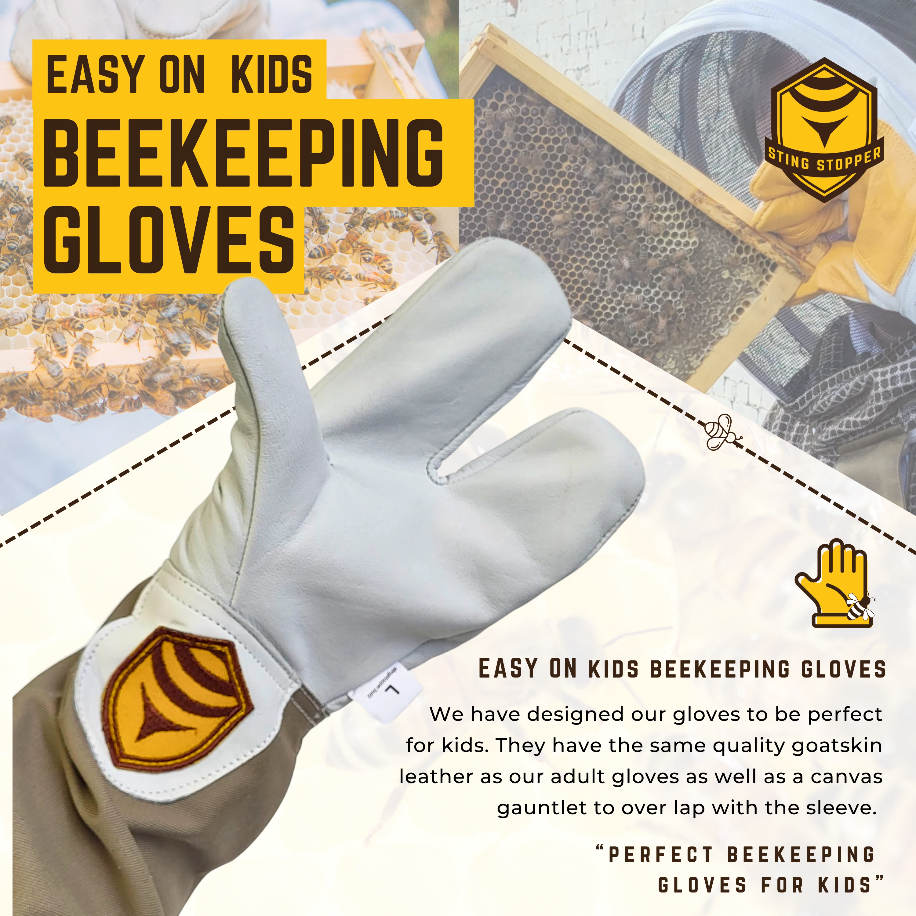 Kids Beekeeping Gloves - Image 3