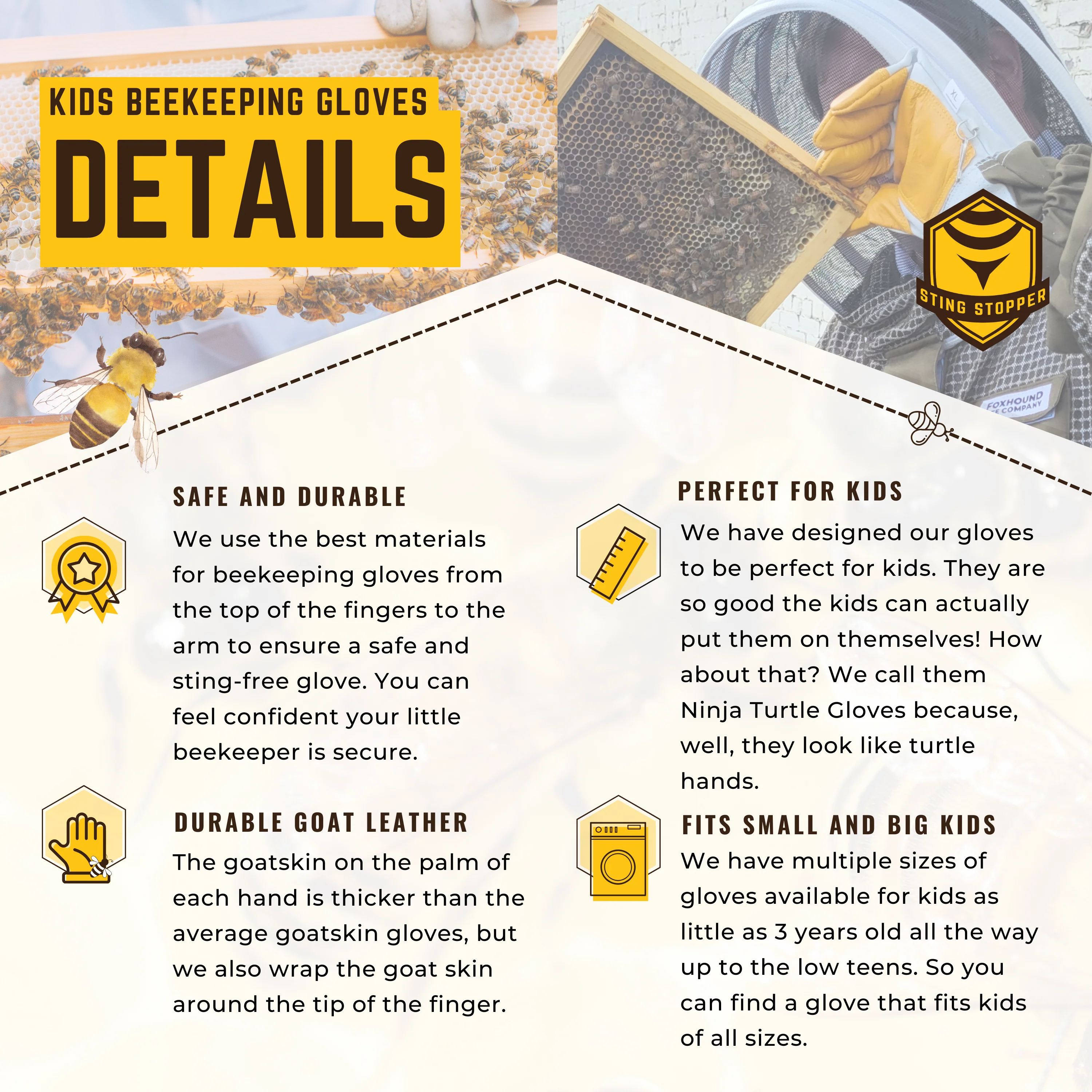 Kids Beekeeping Gloves - Image 4