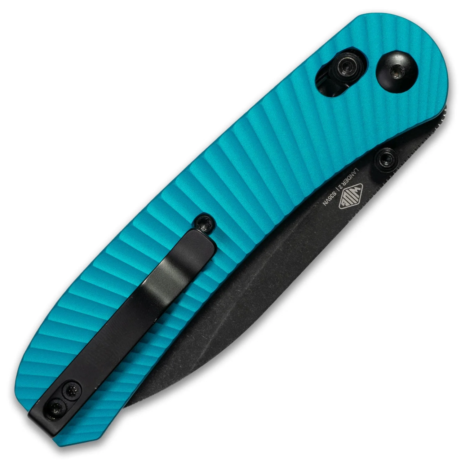 Lander 2 Knife Scales - Aluminum Solar Flare - Teal - Image 2