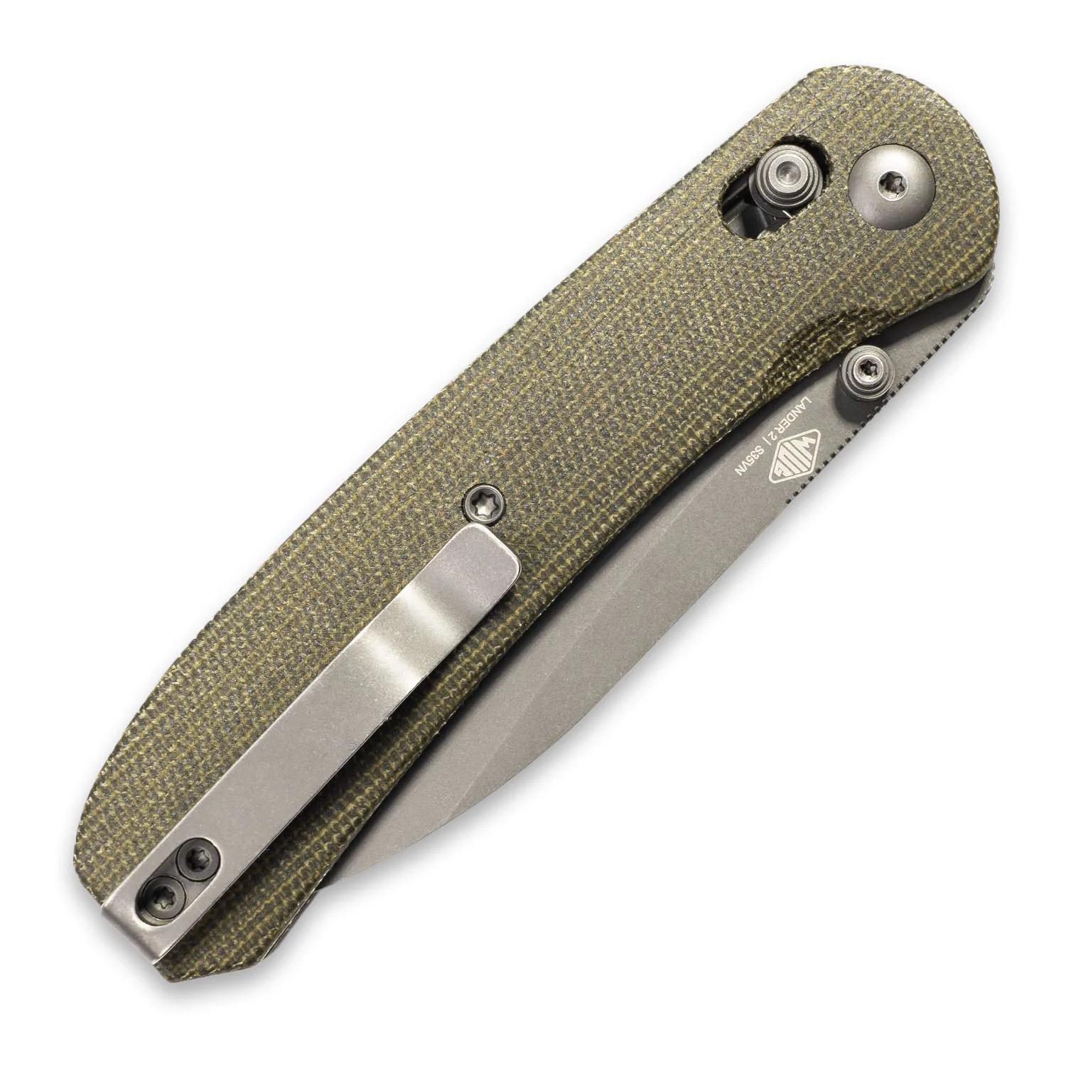Lander 2 Pocket Knife - Green Micarta - Clutch Lock - Image 4