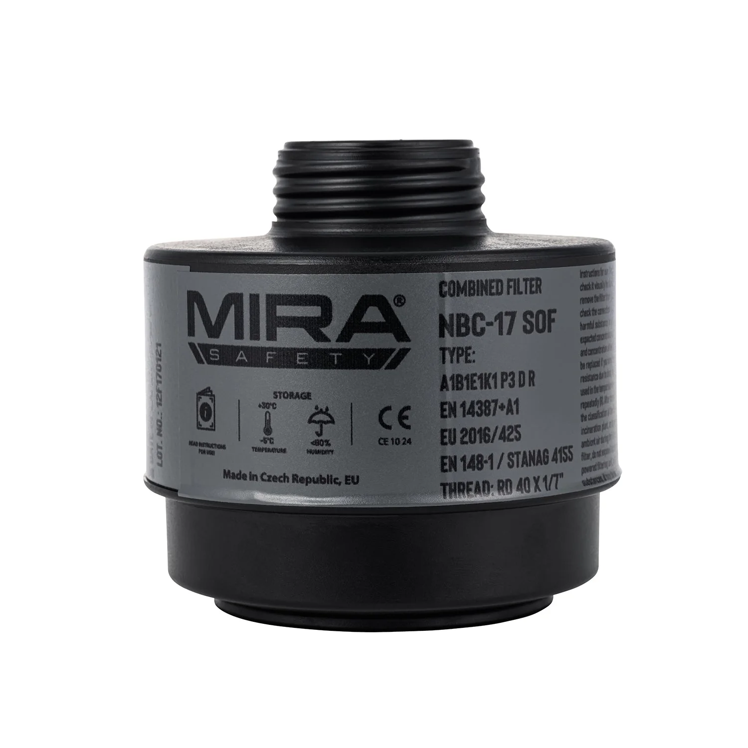 Lightweight CBRN Gas Mask Filter NBC-17 SOF 40mm Thread - 10 Year Shelf Life - Image 2
