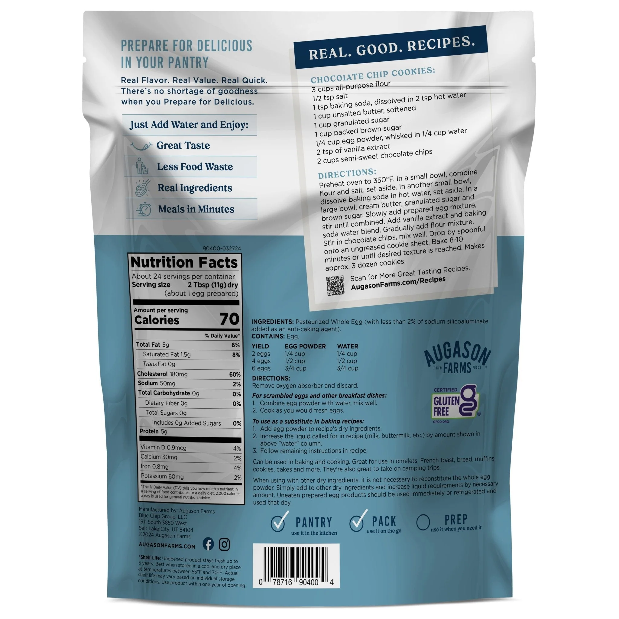 Pasteurized Dried Whole Egg Powder Pouch, 24 Servings - Image 2