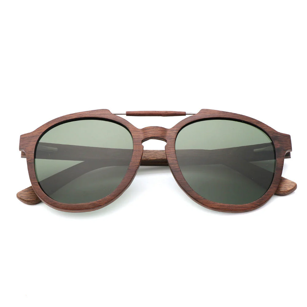 Polarized Wood Framed Sunglasses - Image 2